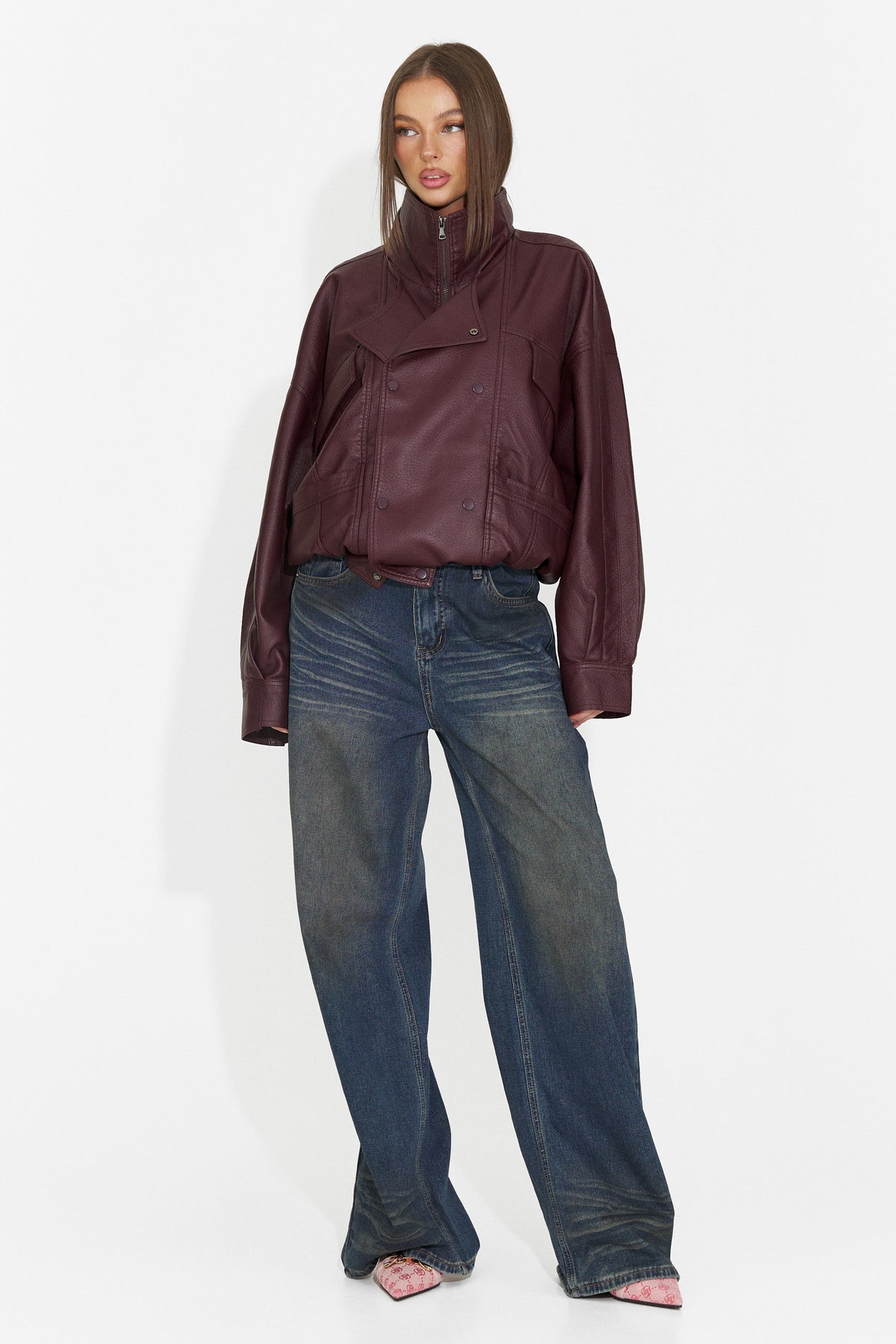 Geaca dama casual burgundy Nadyesia Bogas
