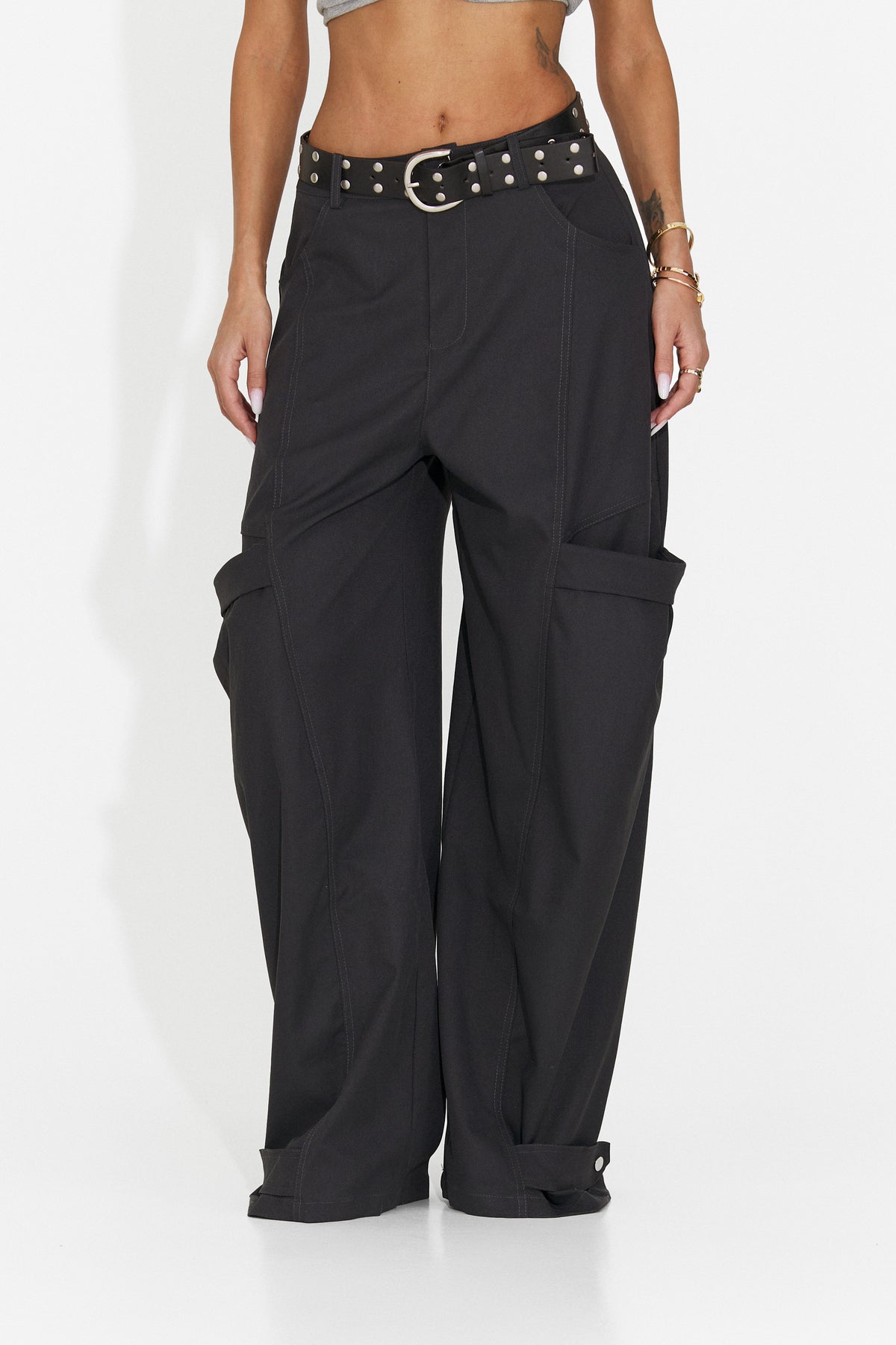 Pantaloni dama casual gri inchis Orary Bogas
