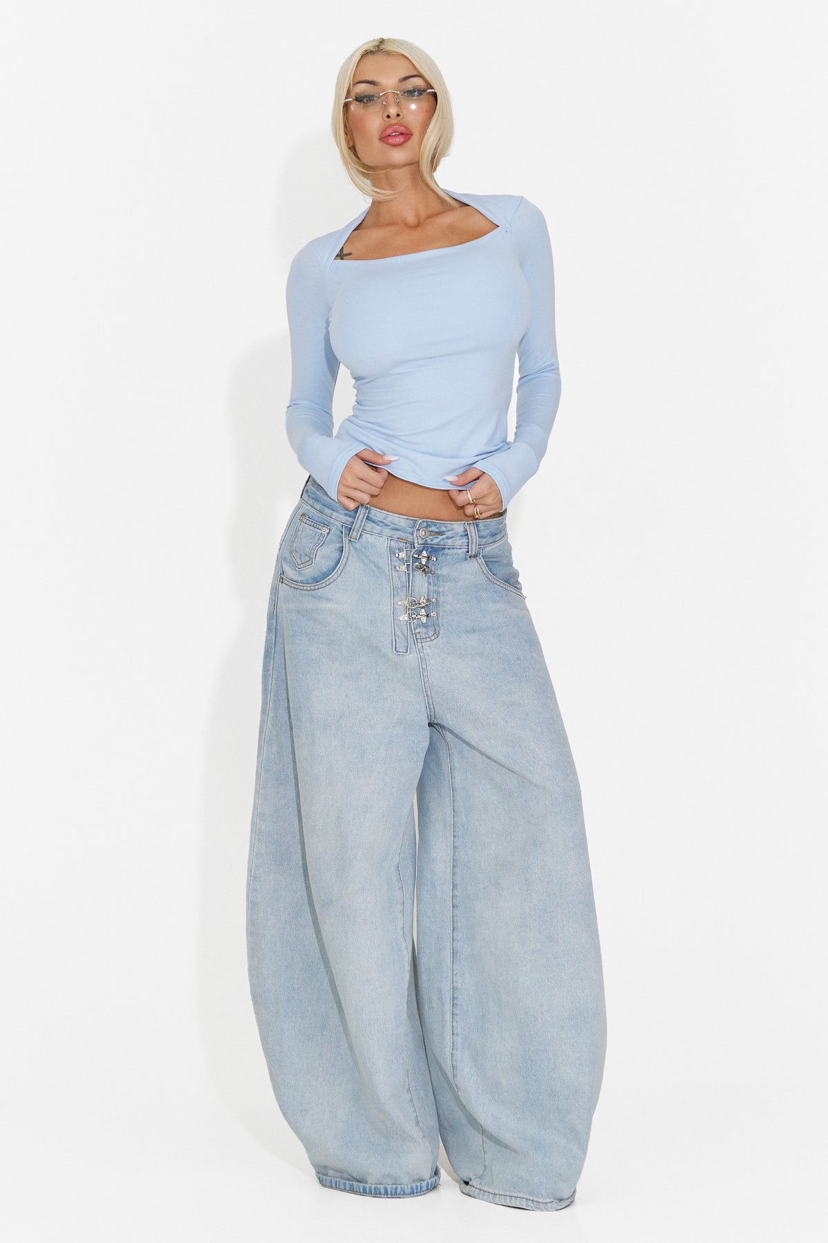 Bluza casual bleu Hyznira Bogas