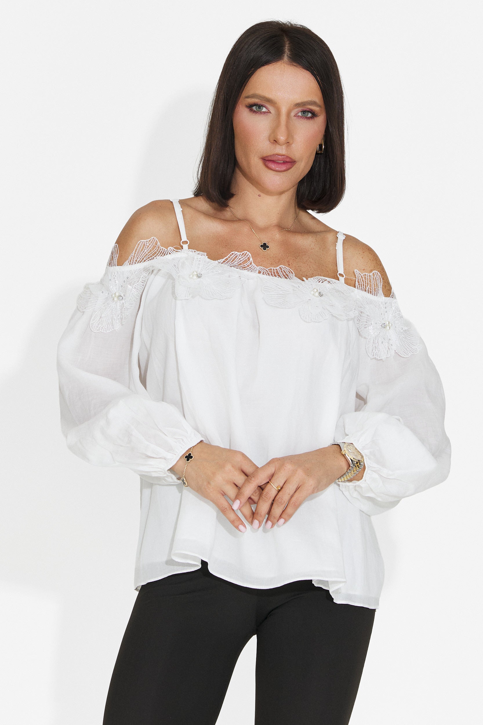 Bluza dama eleganta alba Agentica Bogas