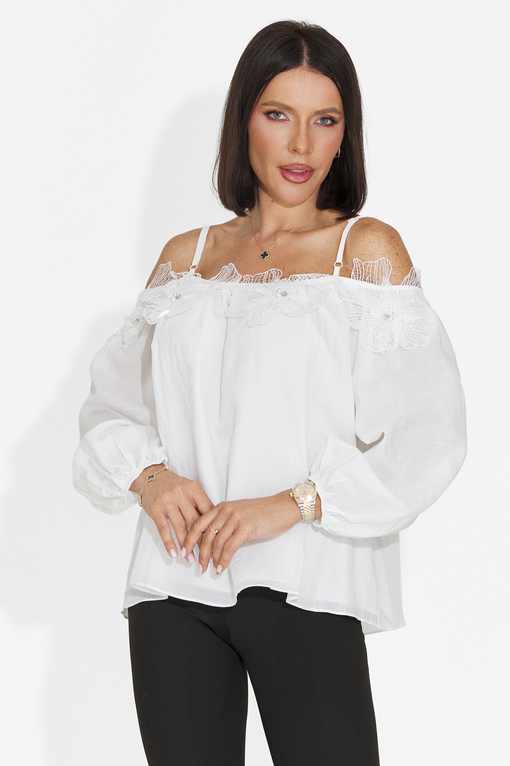 Bluza dama eleganta alba Agentica Bogas