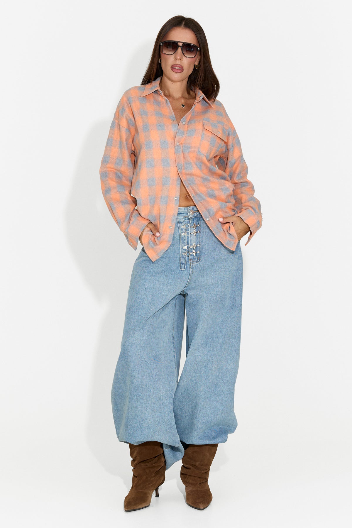 Ženska sproščena srajca oranžna Importas Bogas