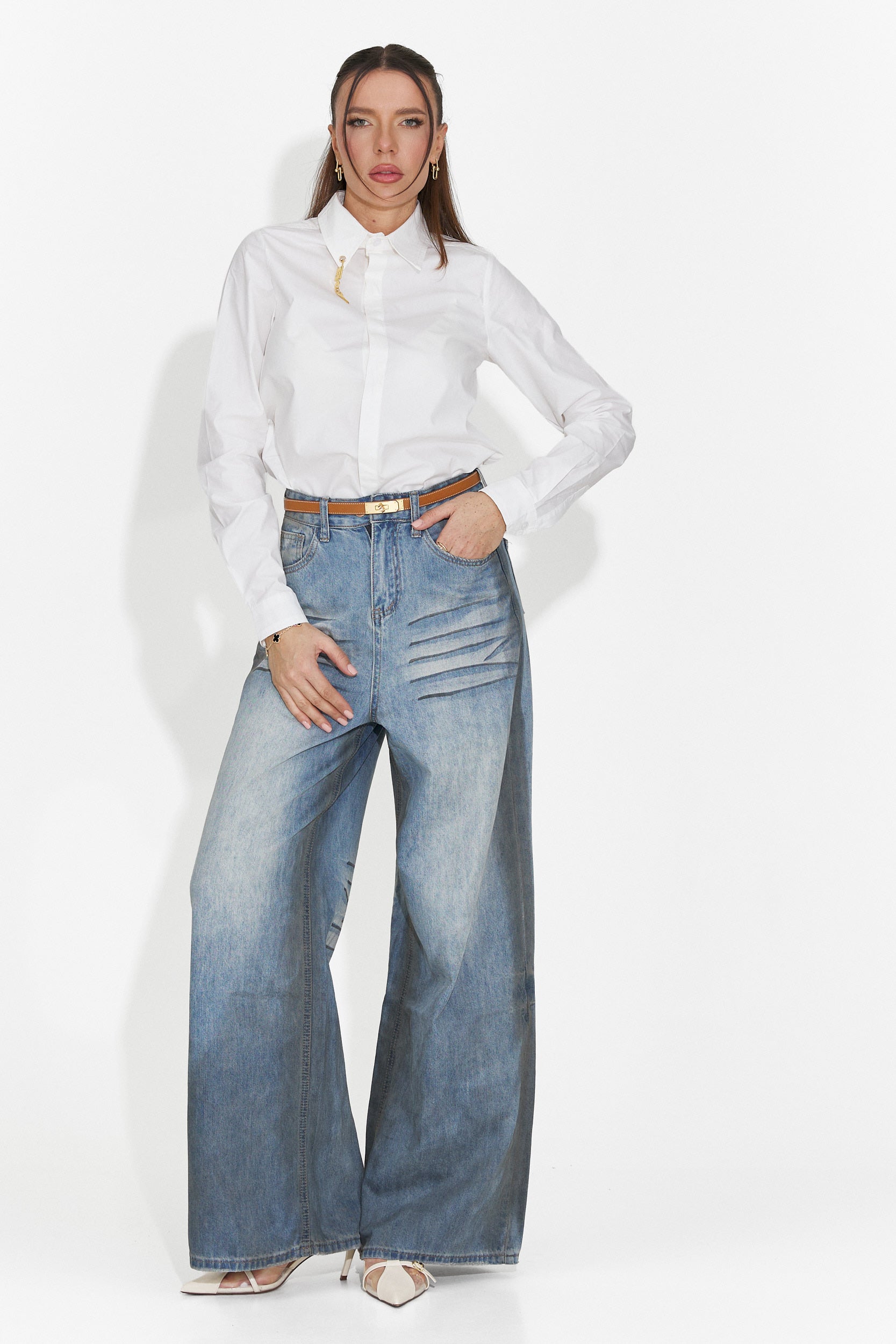 Elegantna bela bluza za dame Jetie Bogas