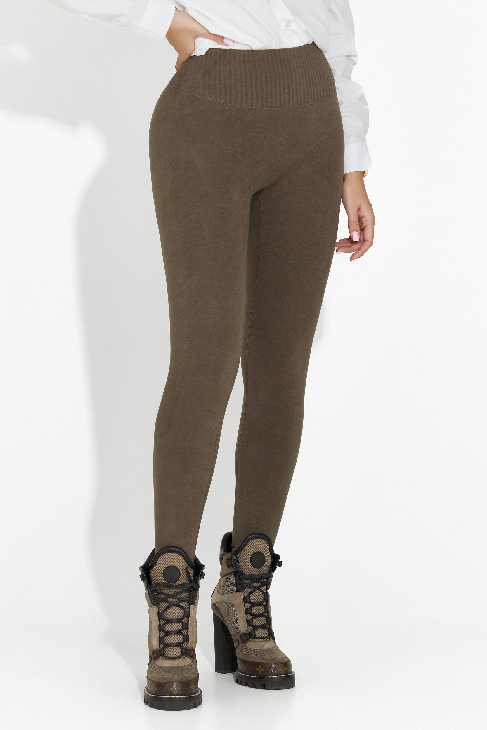 Michelinine tople stiskalne nogavice v barvi khaki