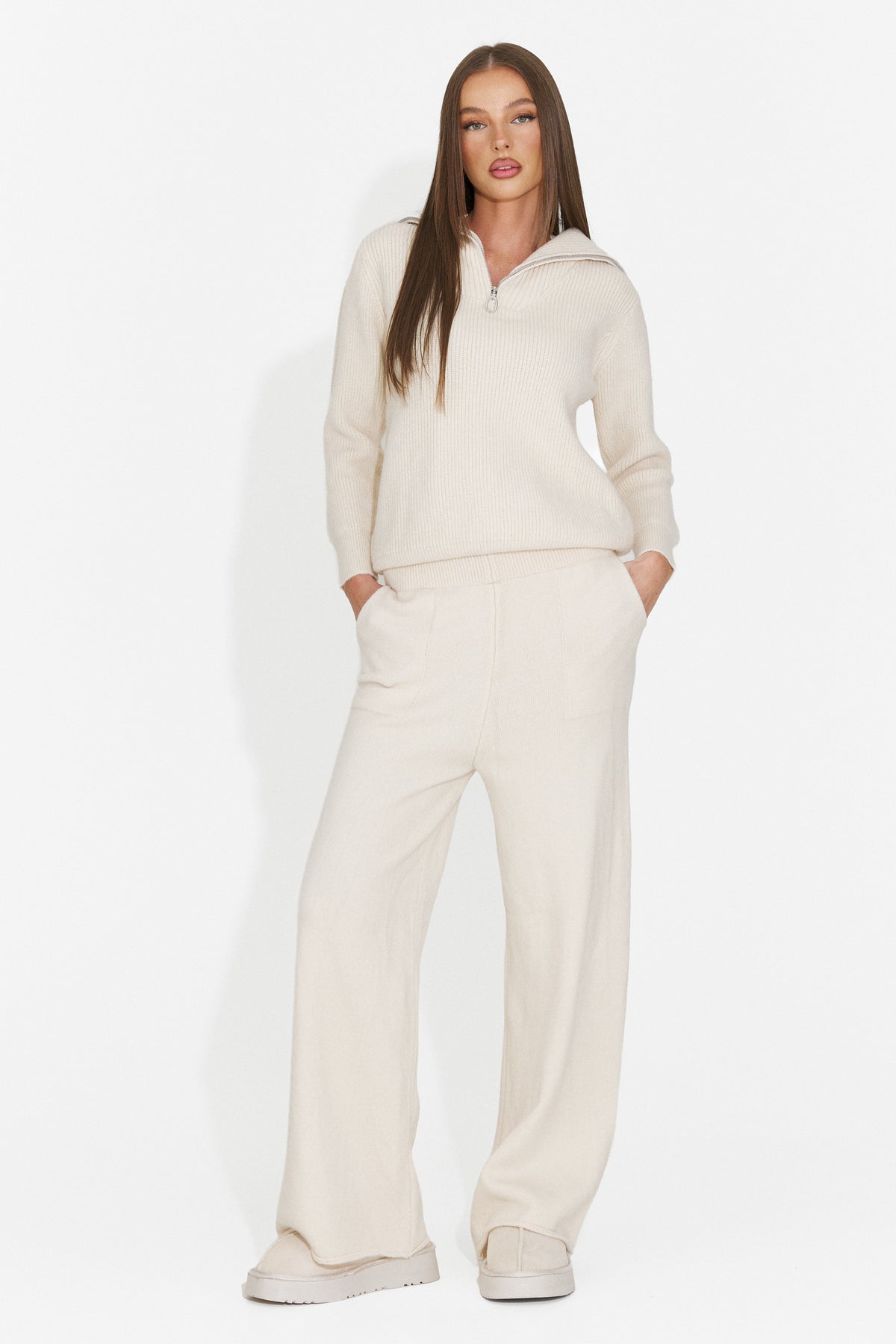 Compleu casual crem Sviola Bogas