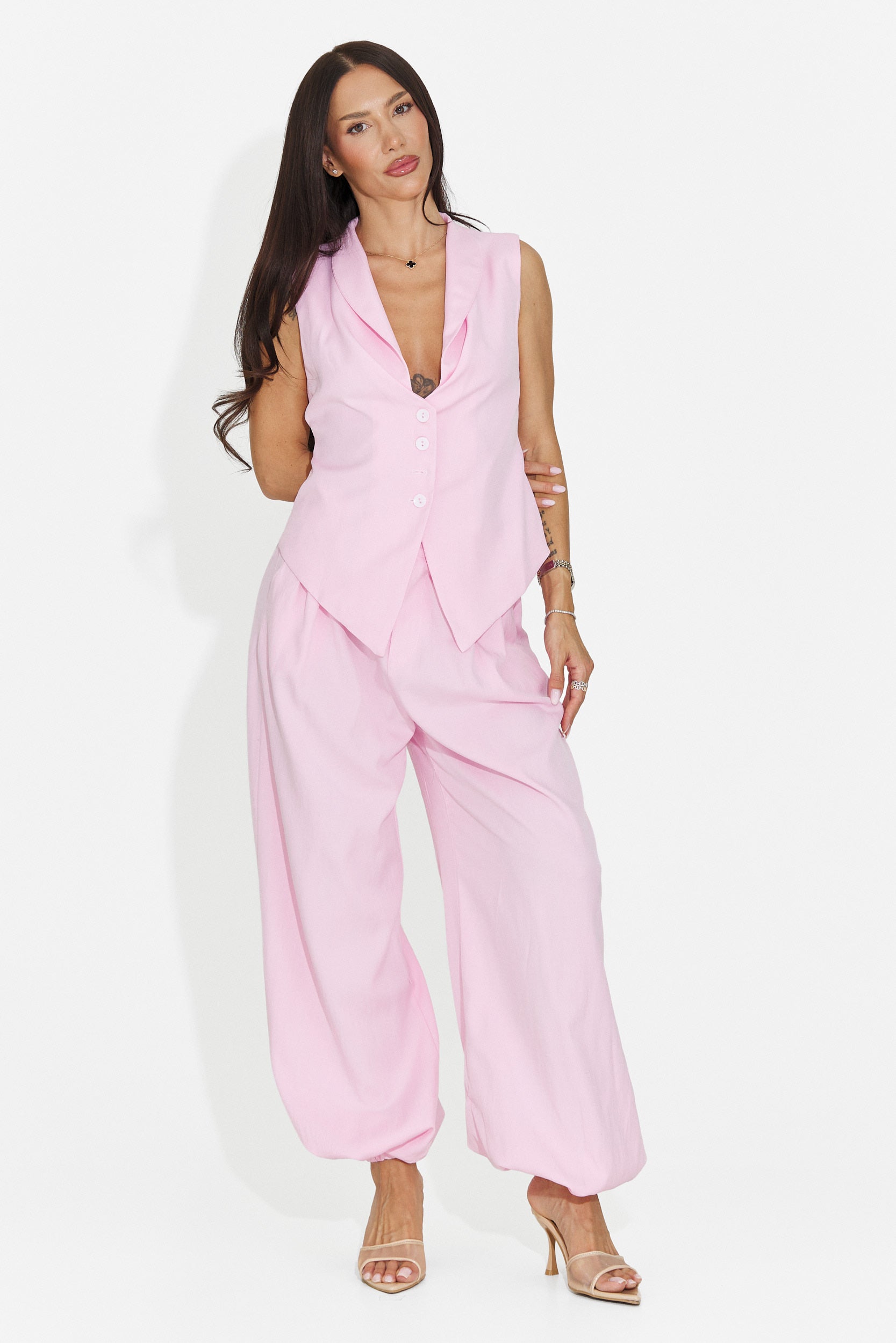 Compleu dama elegant roz Foesanty Bogas