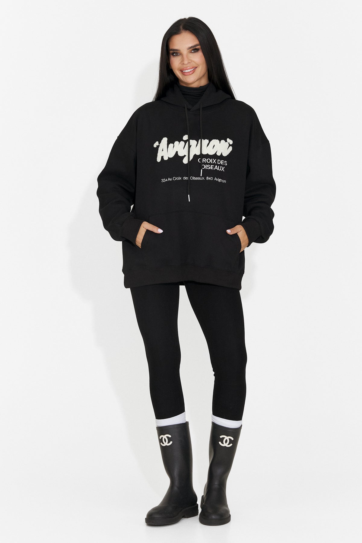 Hanorac casual negru Valotdiva Bogas