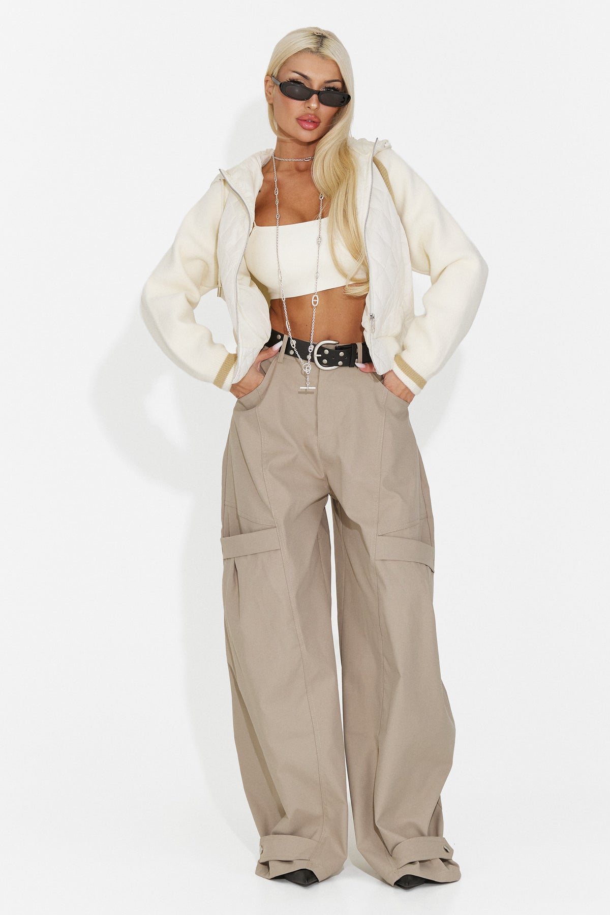 Jacheta casual crem Rylenova Bogas