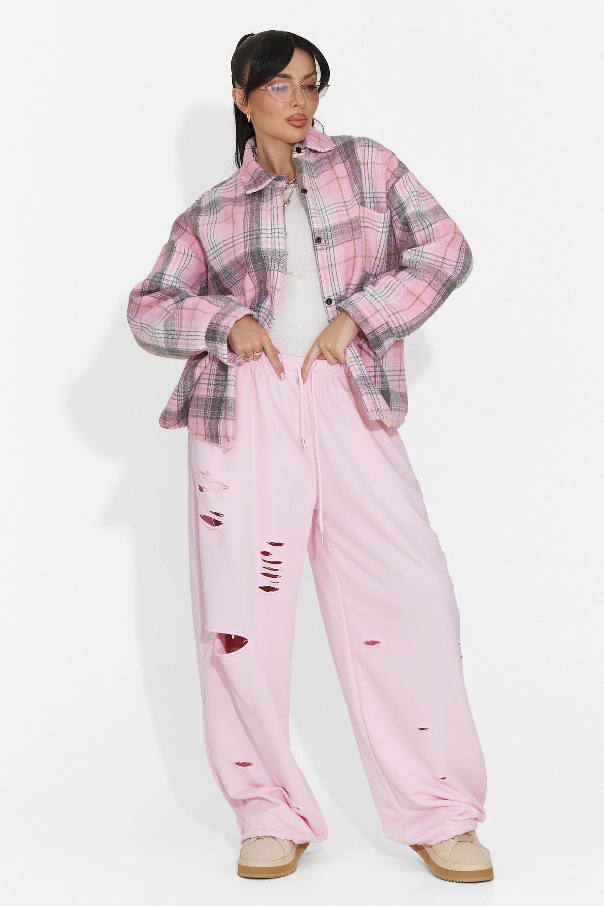Pantaloni casual roz Lulaoa Bogas
