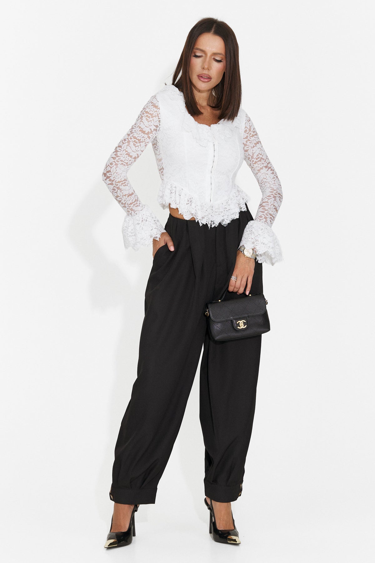 Pantaloni eleganti negri Glomvoeria Bogas