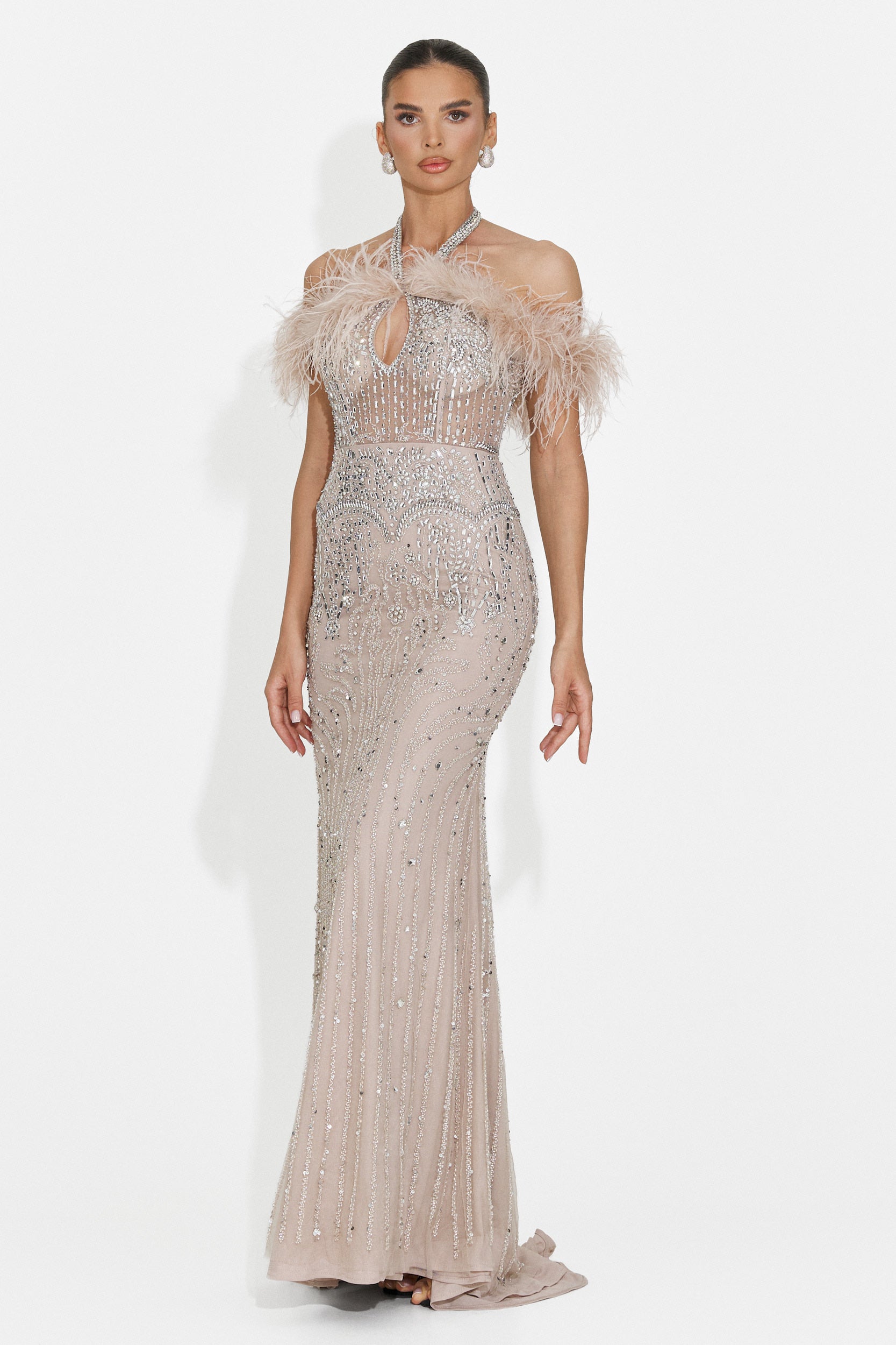 Rochie dama lunga bej Irmgard Bogas