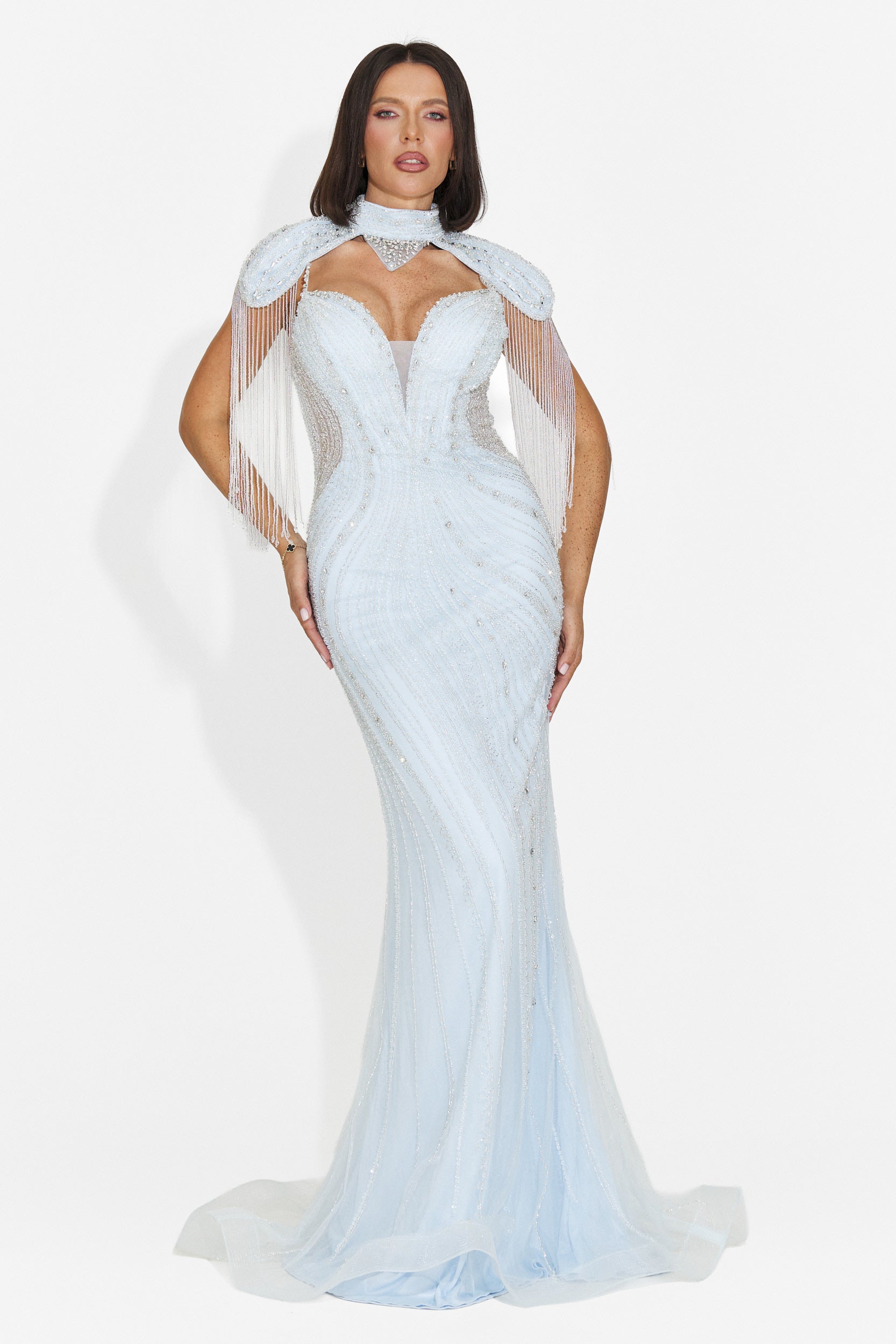 Rochie dama lunga bleu Gretchen Bogas