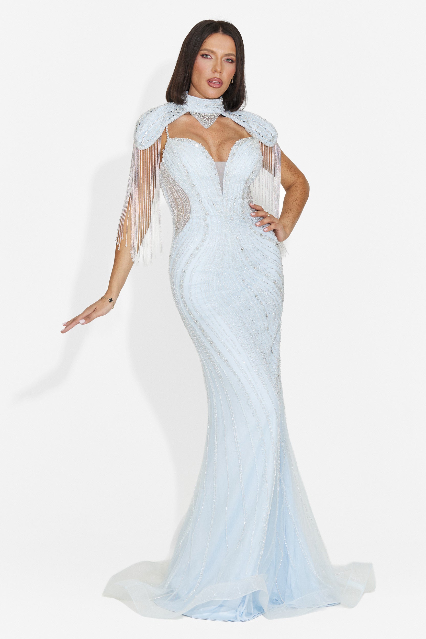 Rochie dama lunga bleu Gretchen Bogas