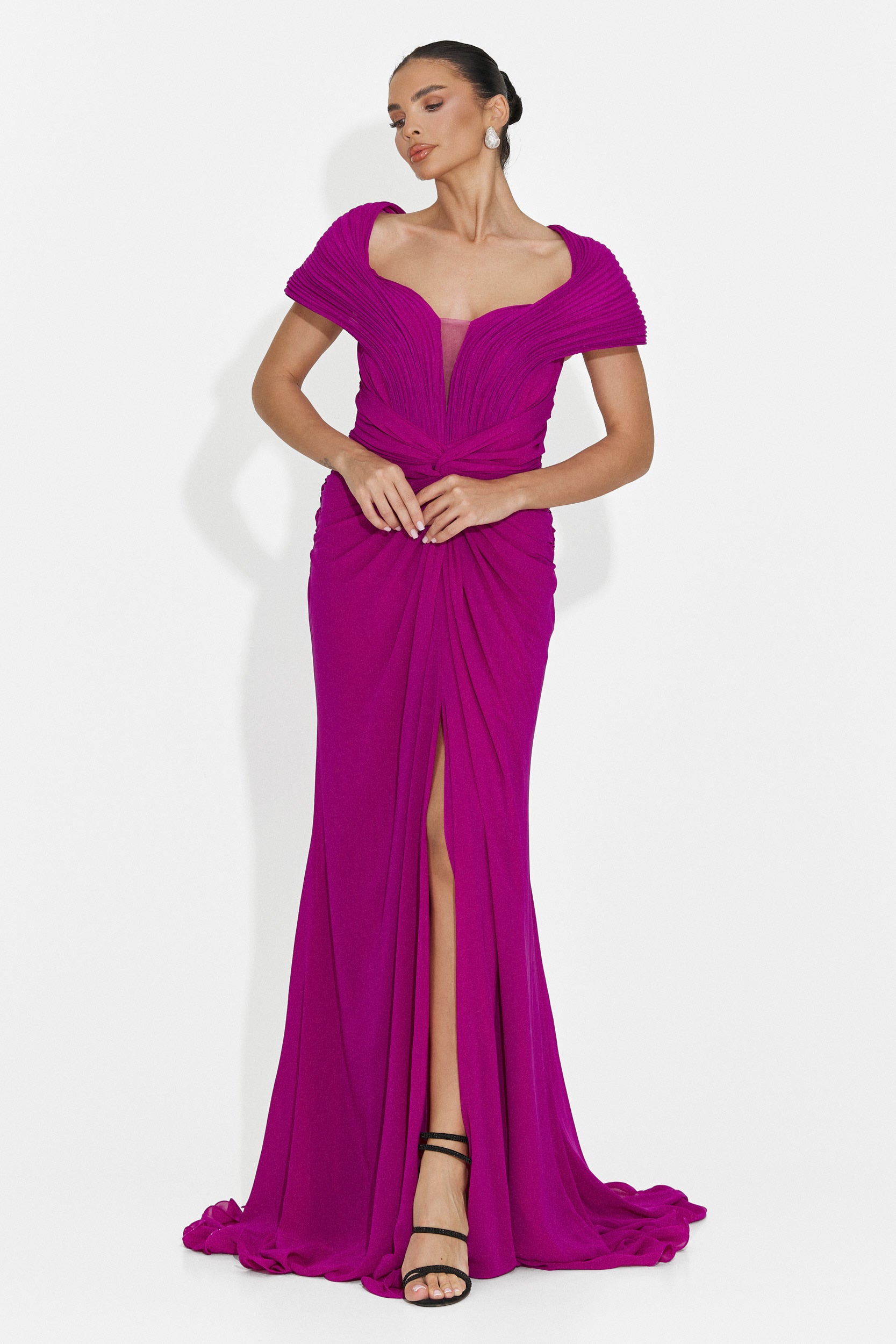 Rochie dama lunga fucsia Emilia Bogas