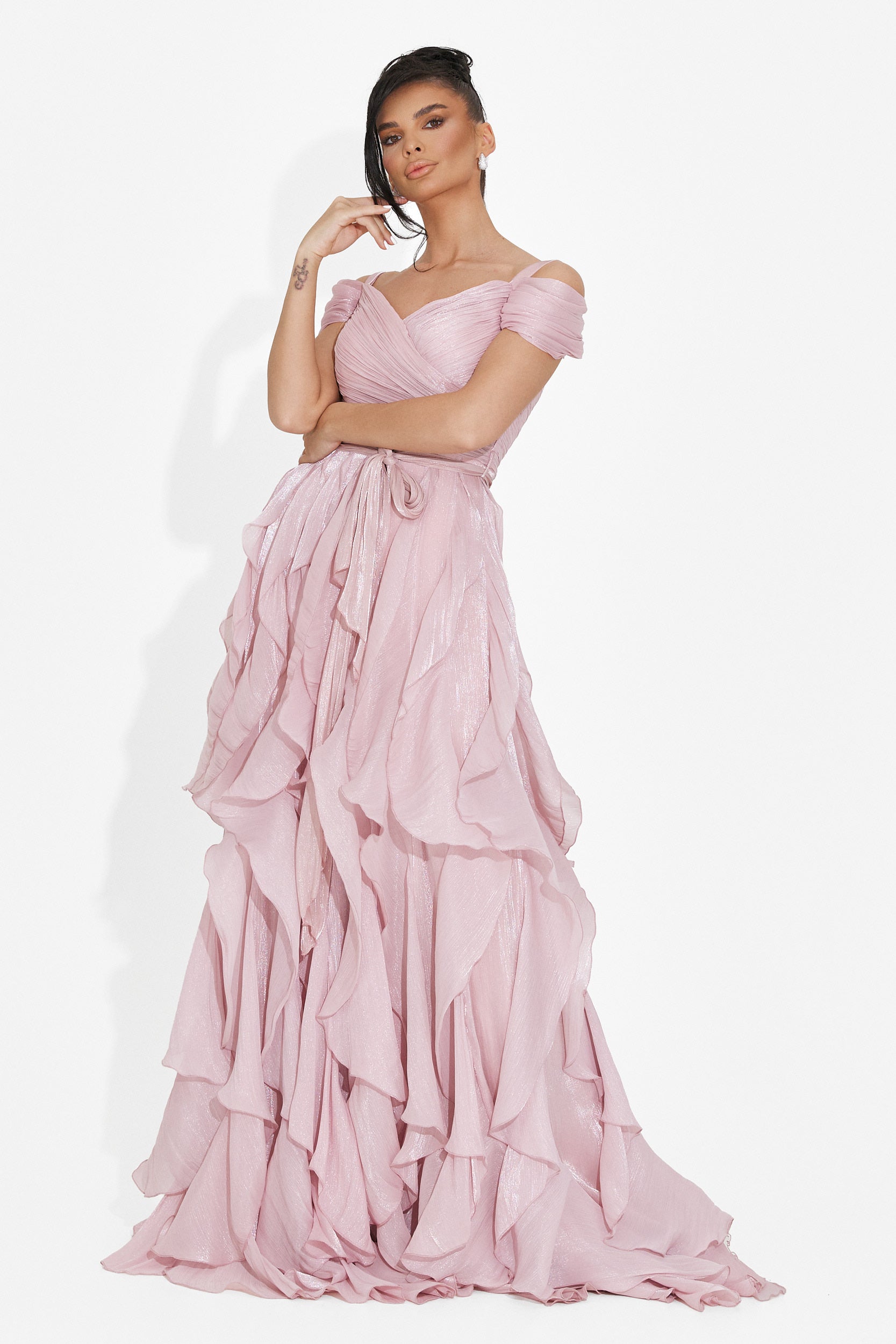 Sandrinina dolga roza obleka za dame