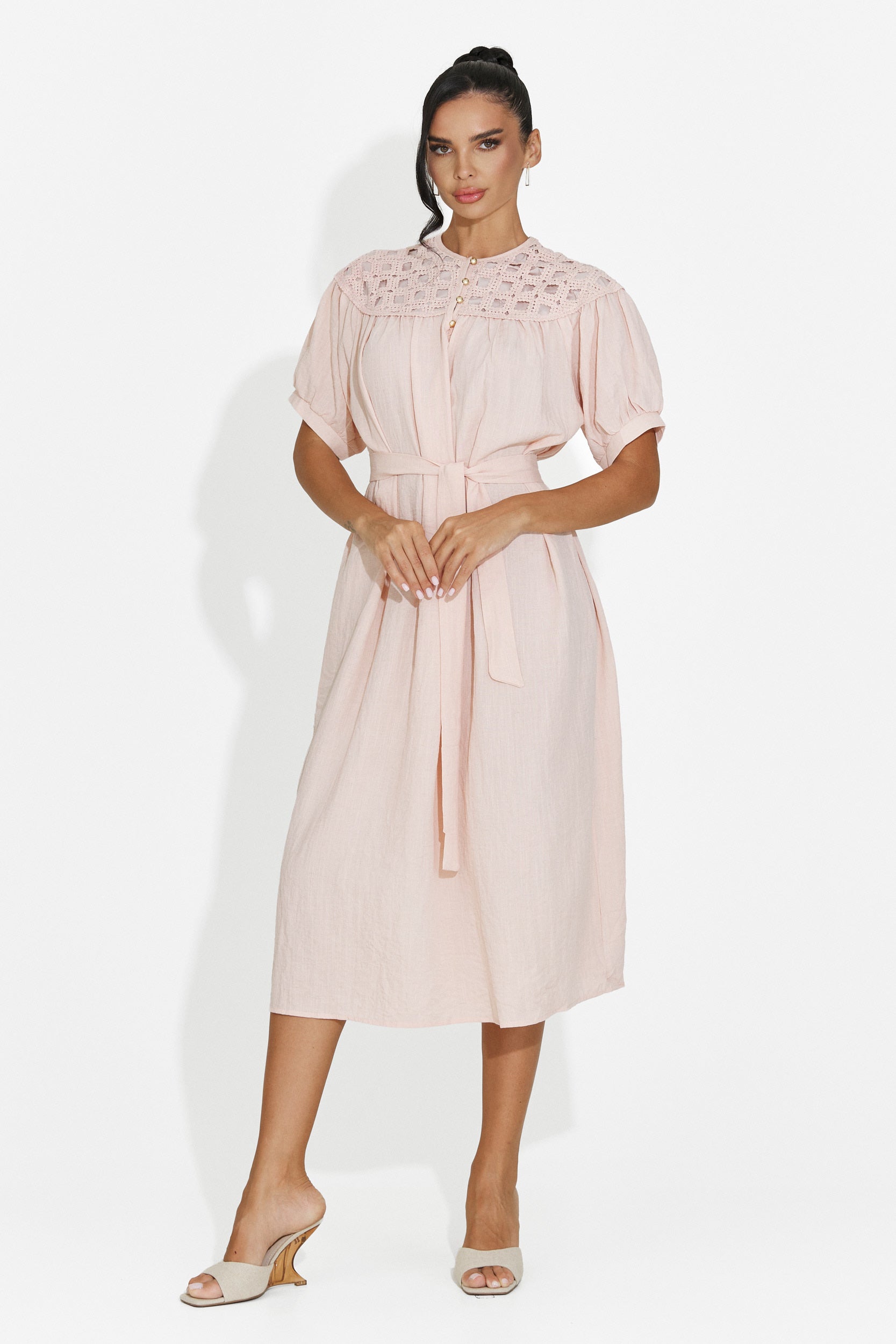 Ženska midi roza obleka Olema Bogas