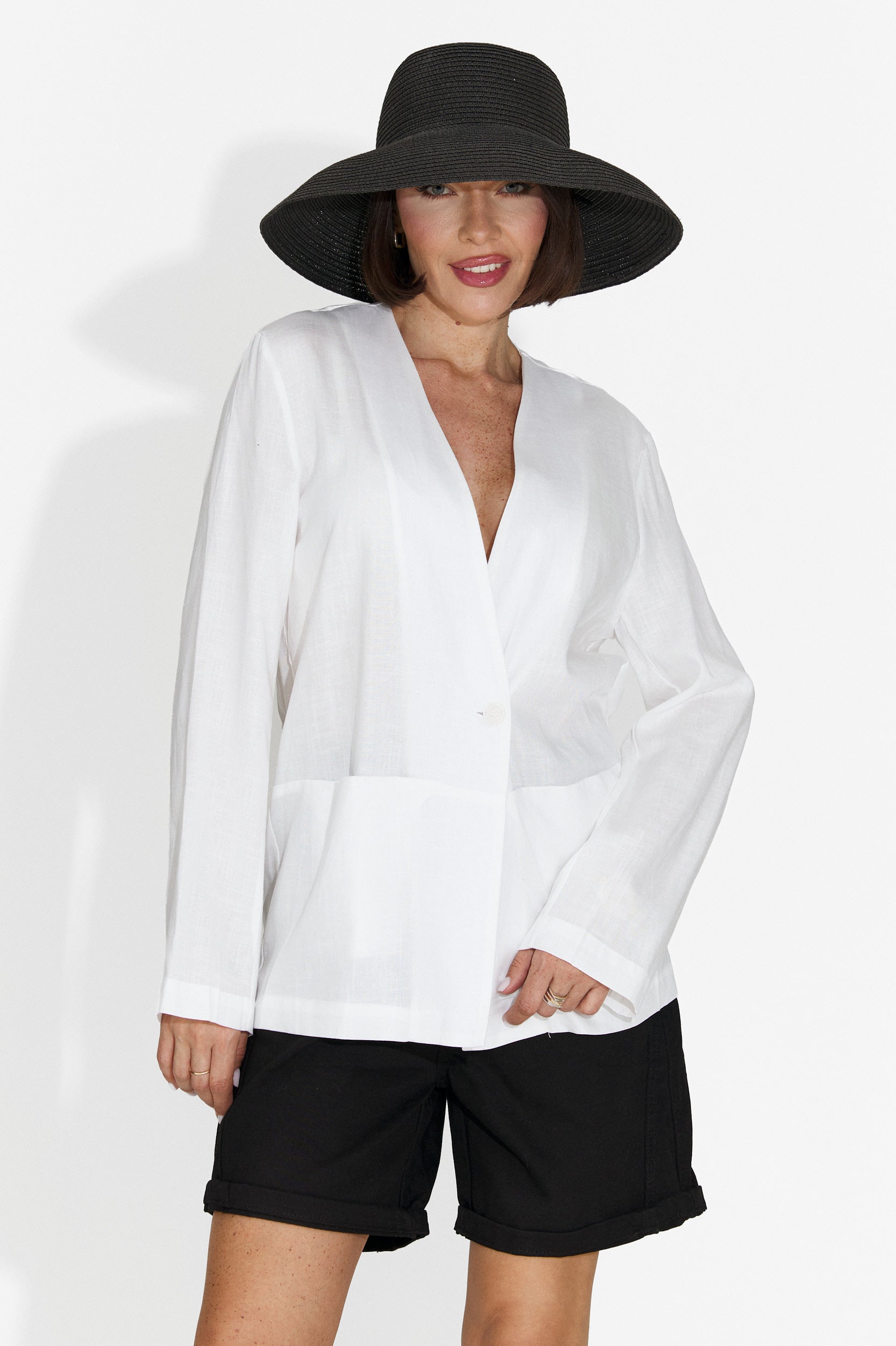 Eleganten bel ženski blazer Yarow Bogas