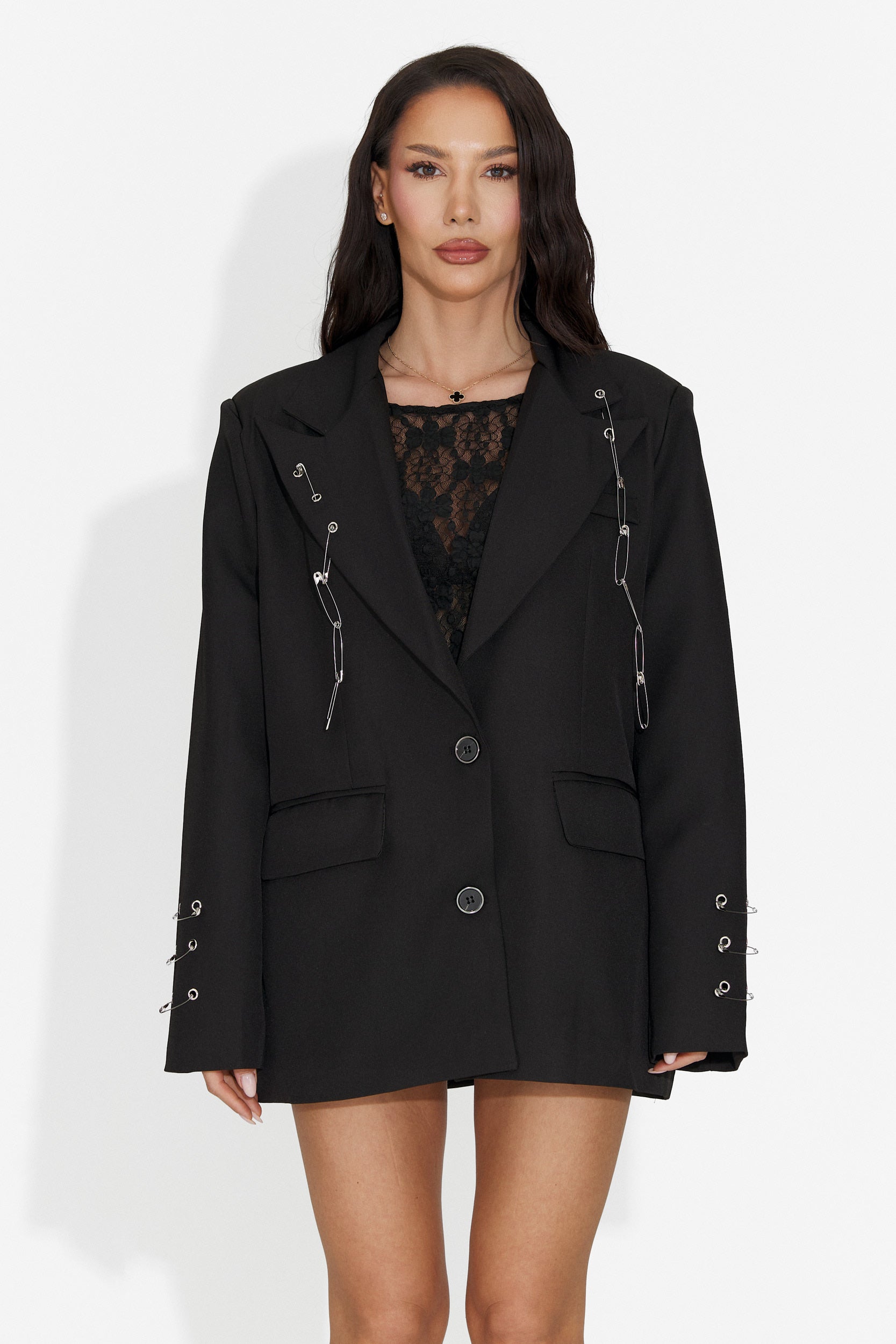 Esinty Bogas Eleganten Črn Ženski Blazer