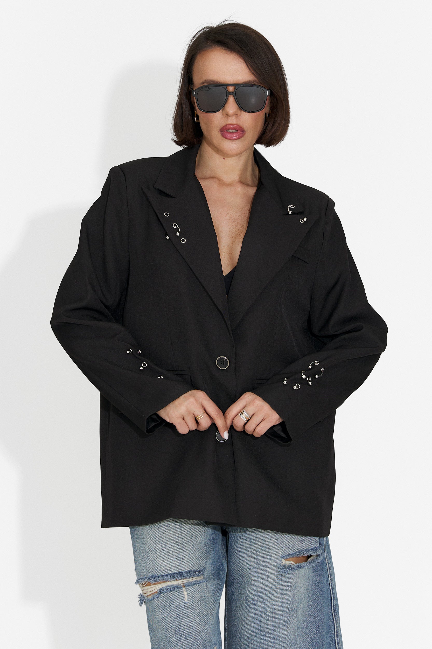 Eleganten črn ženski blazer Kelda Bogas