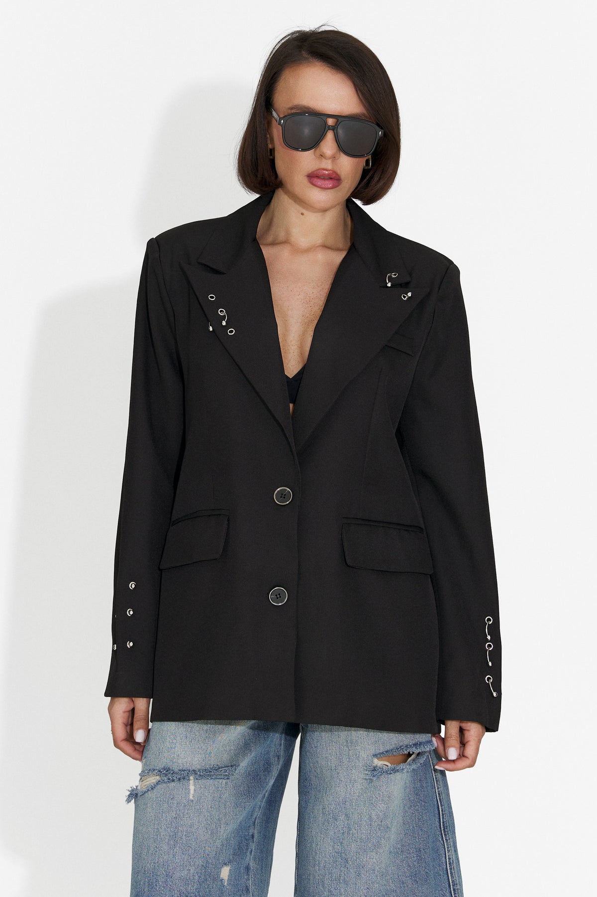 Eleganten črn ženski blazer Kelda Bogas