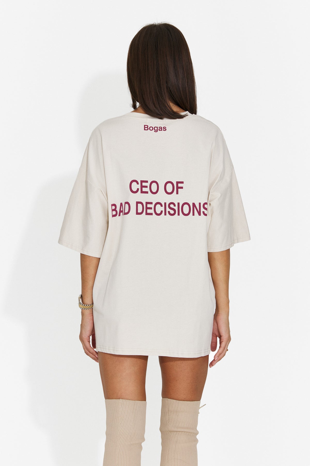 Tricou casual crem Vonenouna Bogas