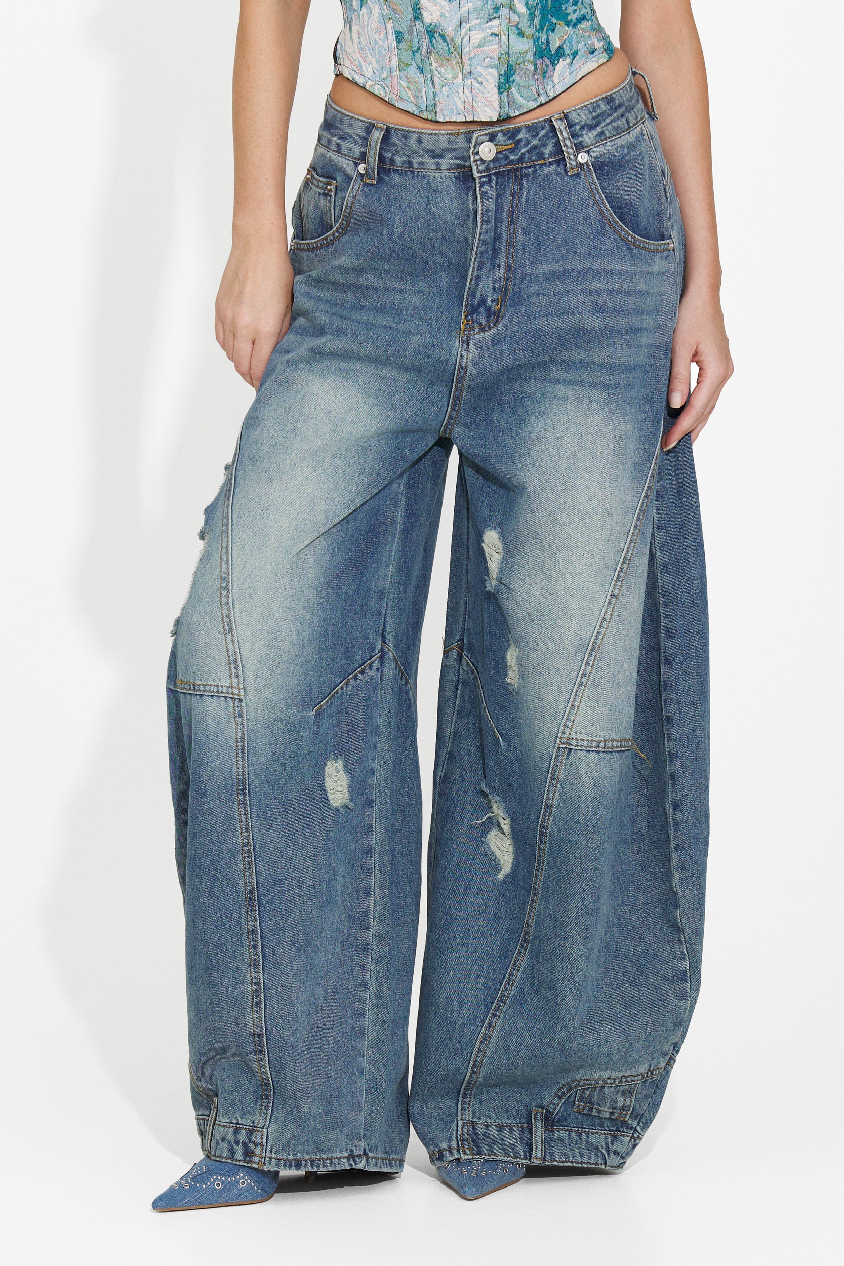 Temno modri casual jeans za ženske Renelia Bogas