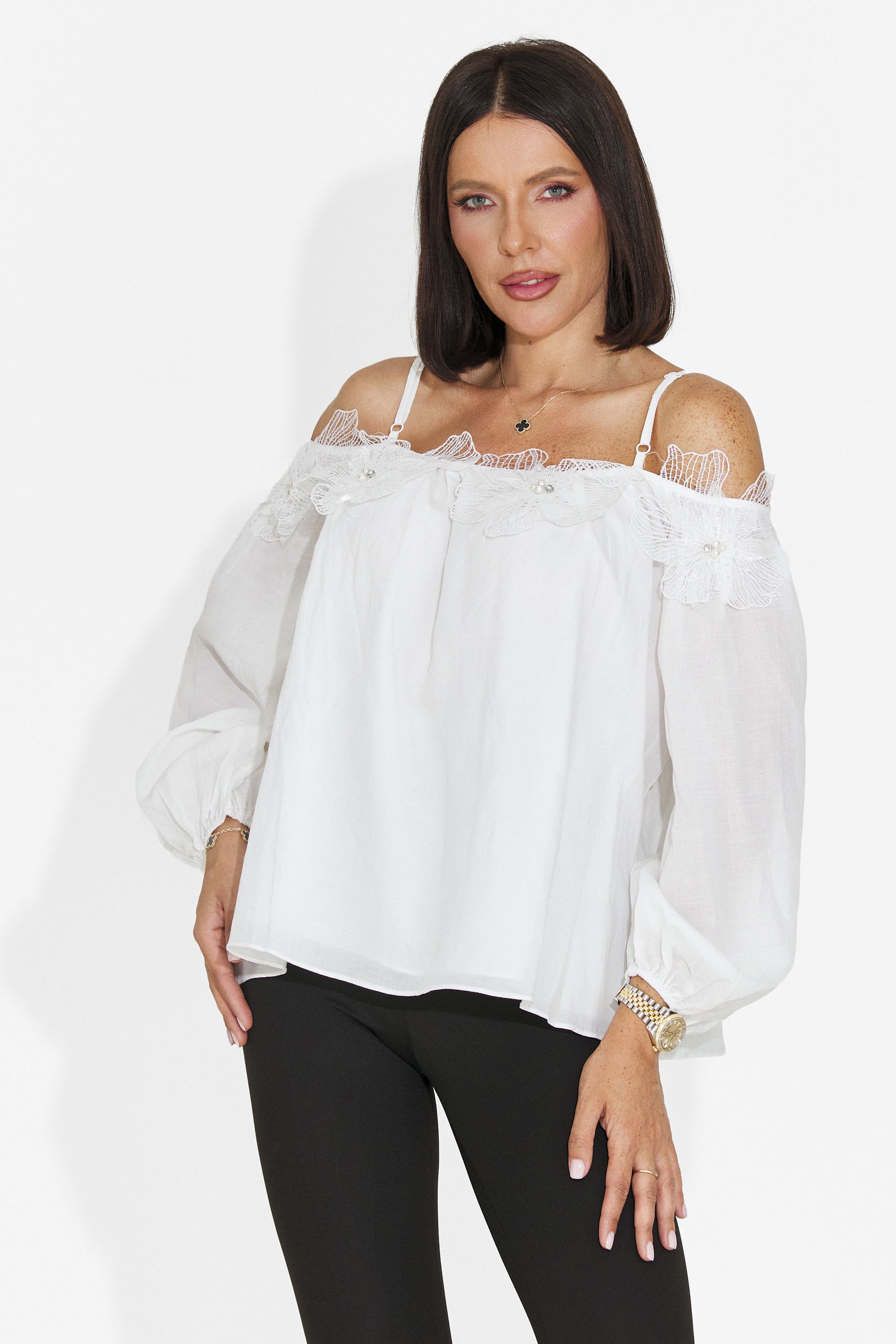 Bluza dama eleganta alba Agentica Bogas