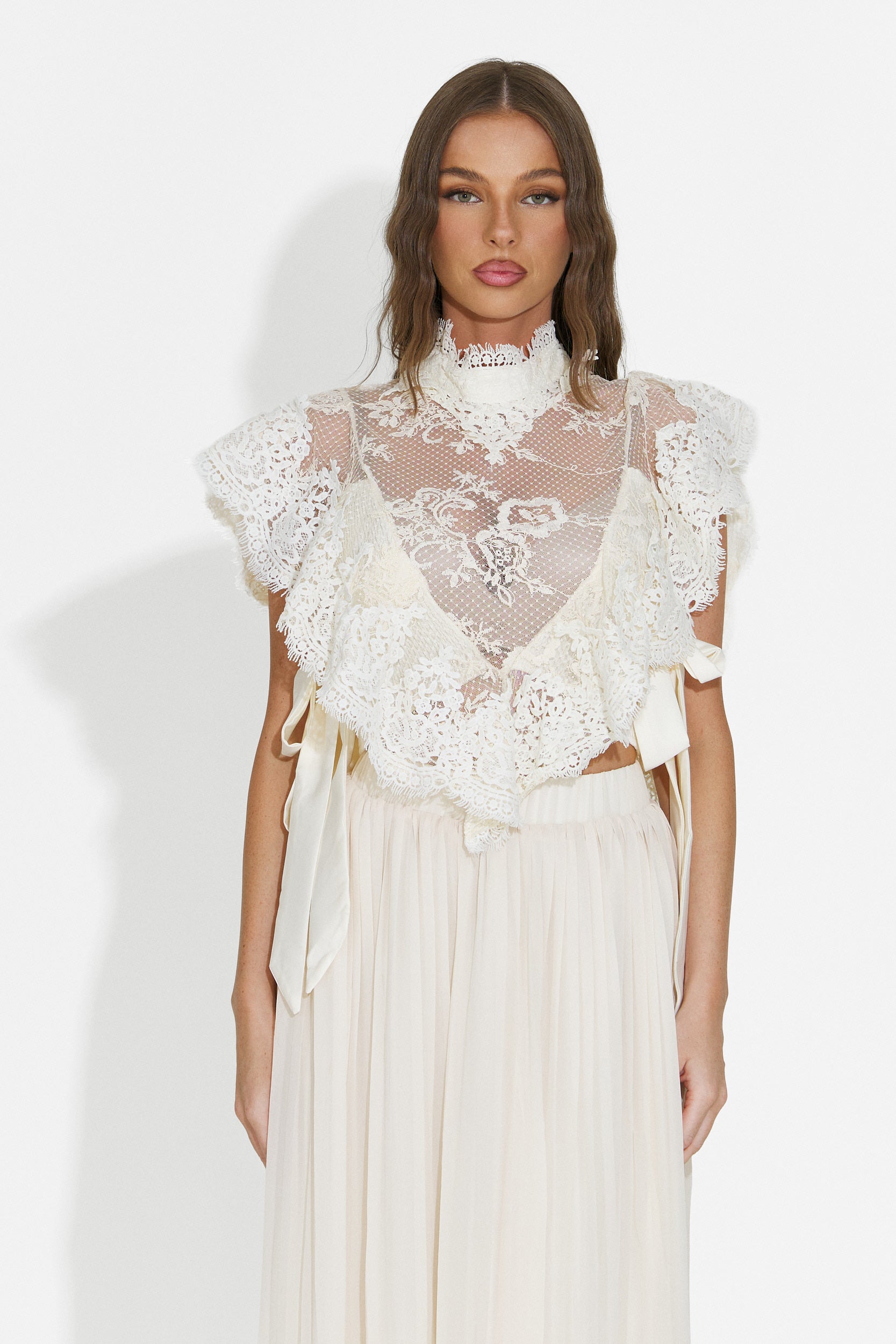 Elegantna ženska bež bustier majica Abraham Bogas