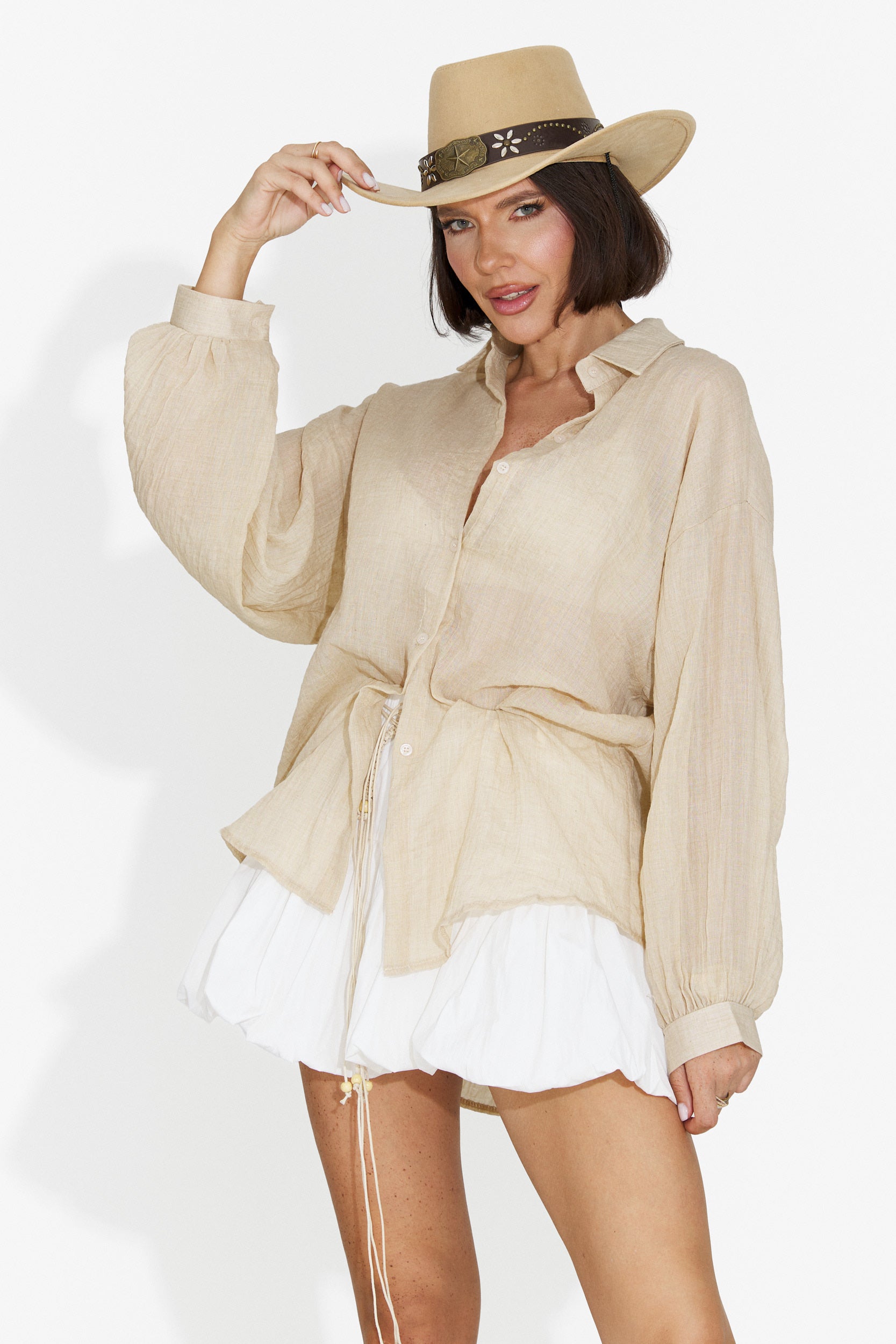 Gaynelia Bogas Casual Beige Damska Srajca