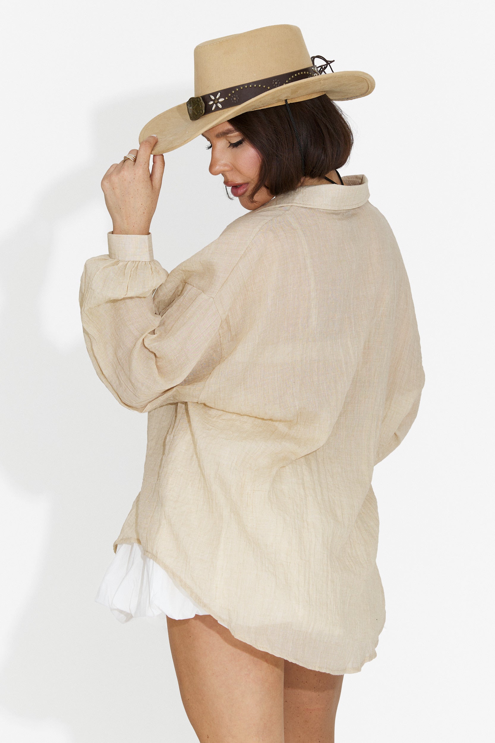 Gaynelia Bogas Casual Beige Damska Srajca