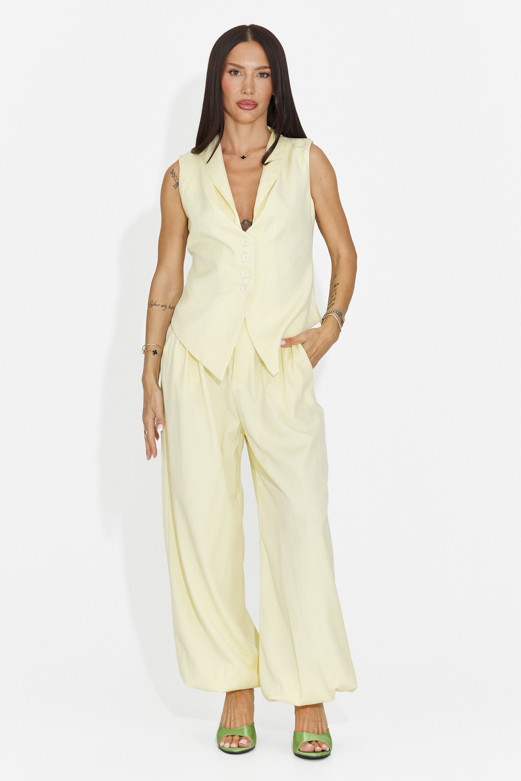 Compleu dama elegant galben Foesanty Bogas