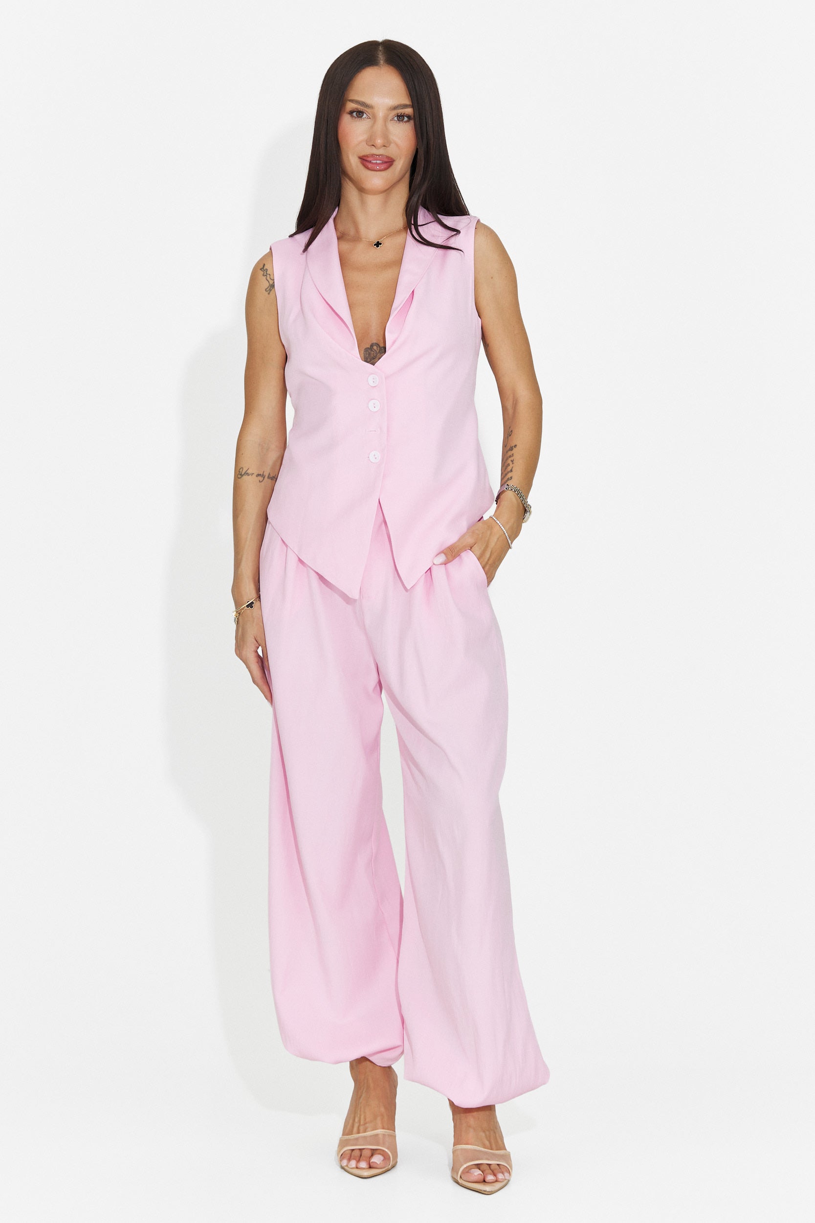Compleu dama elegant roz Foesanty Bogas