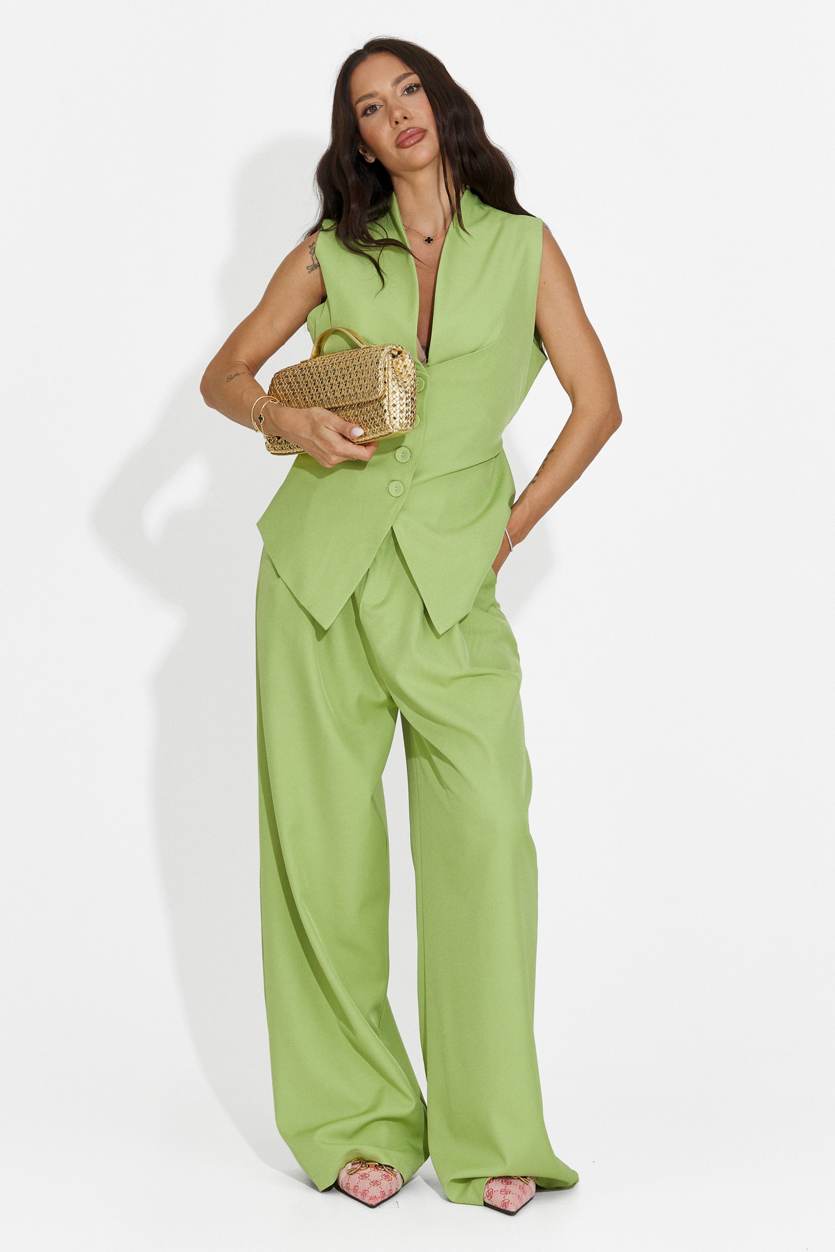 Komplet ženski telovnik + zelene hlače Chelora Bogas