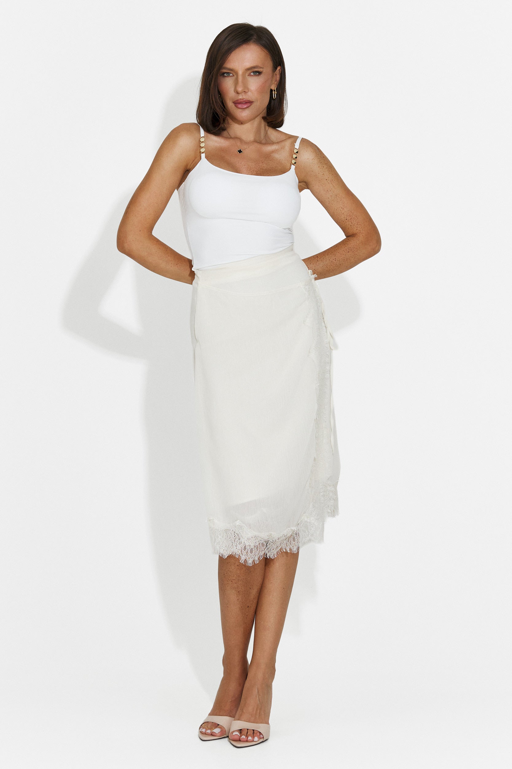 Fusta dama eleganta bej Byshop Bogas