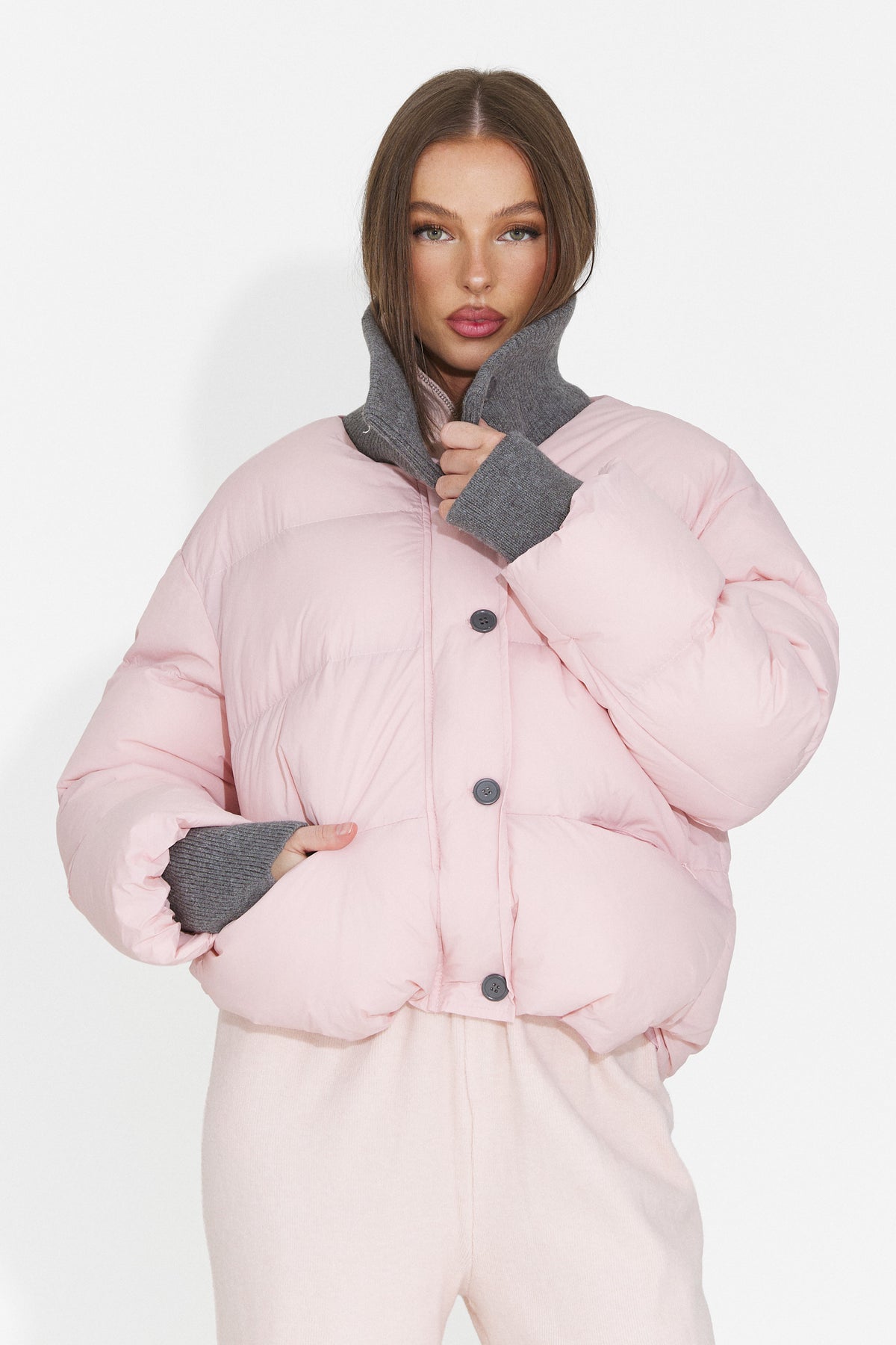 Geaca casual roz Dynualia Bogas