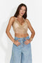 Eleganten Zlat Metaličen Ženski Bodysuit Bogas