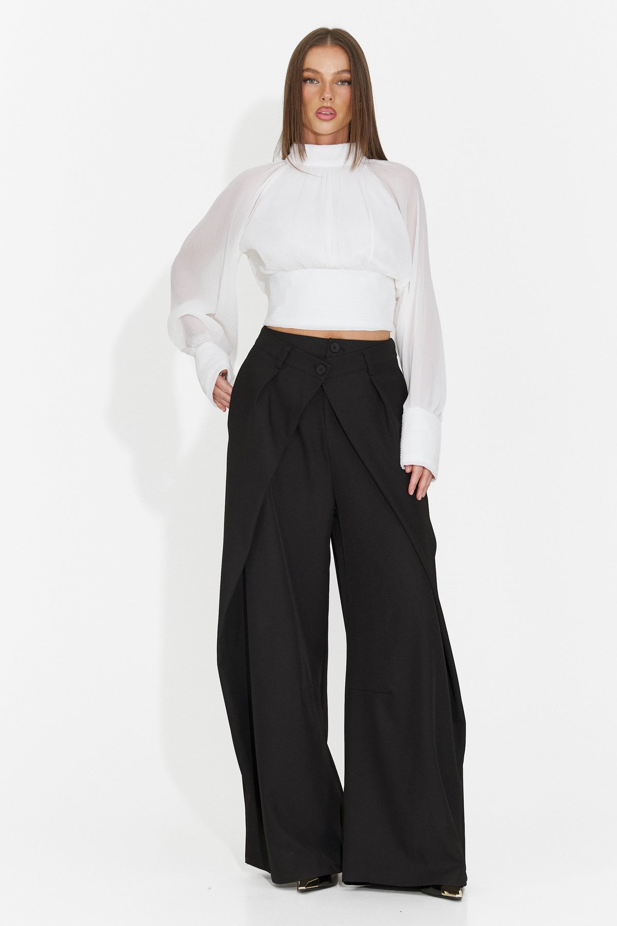 Pantaloni eleganti negri Veliritara Bogas