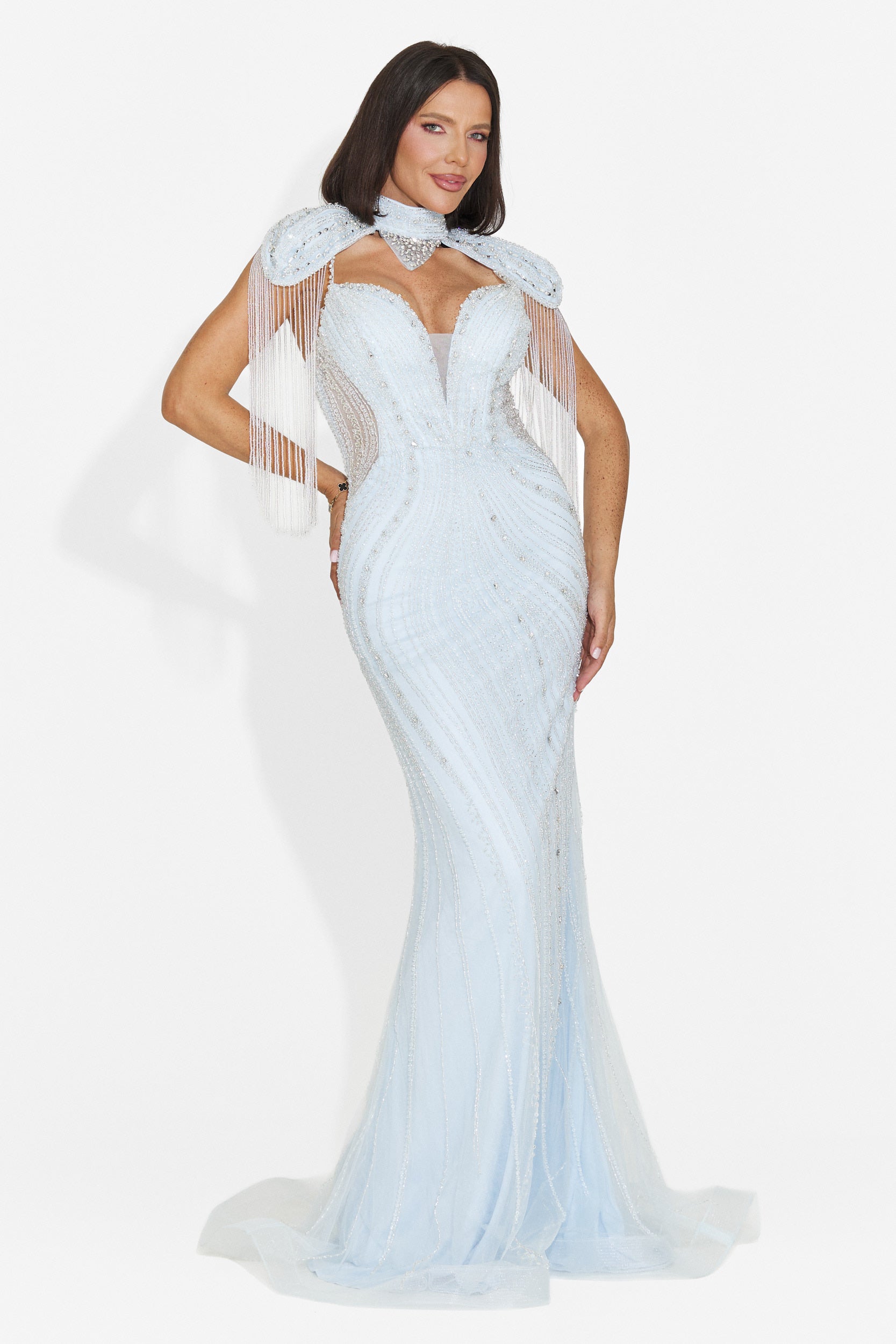 Rochie dama lunga bleu Gretchen Bogas