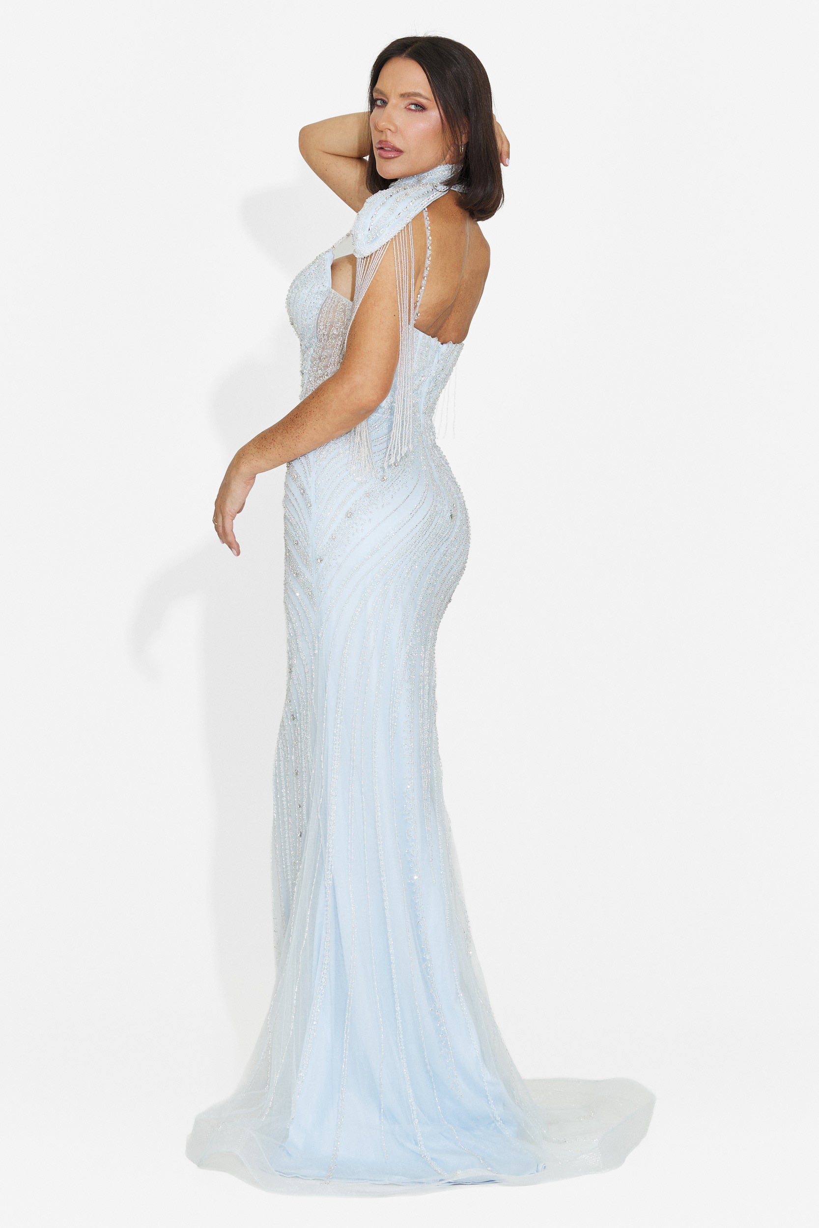 Rochie dama lunga bleu Gretchen Bogas
