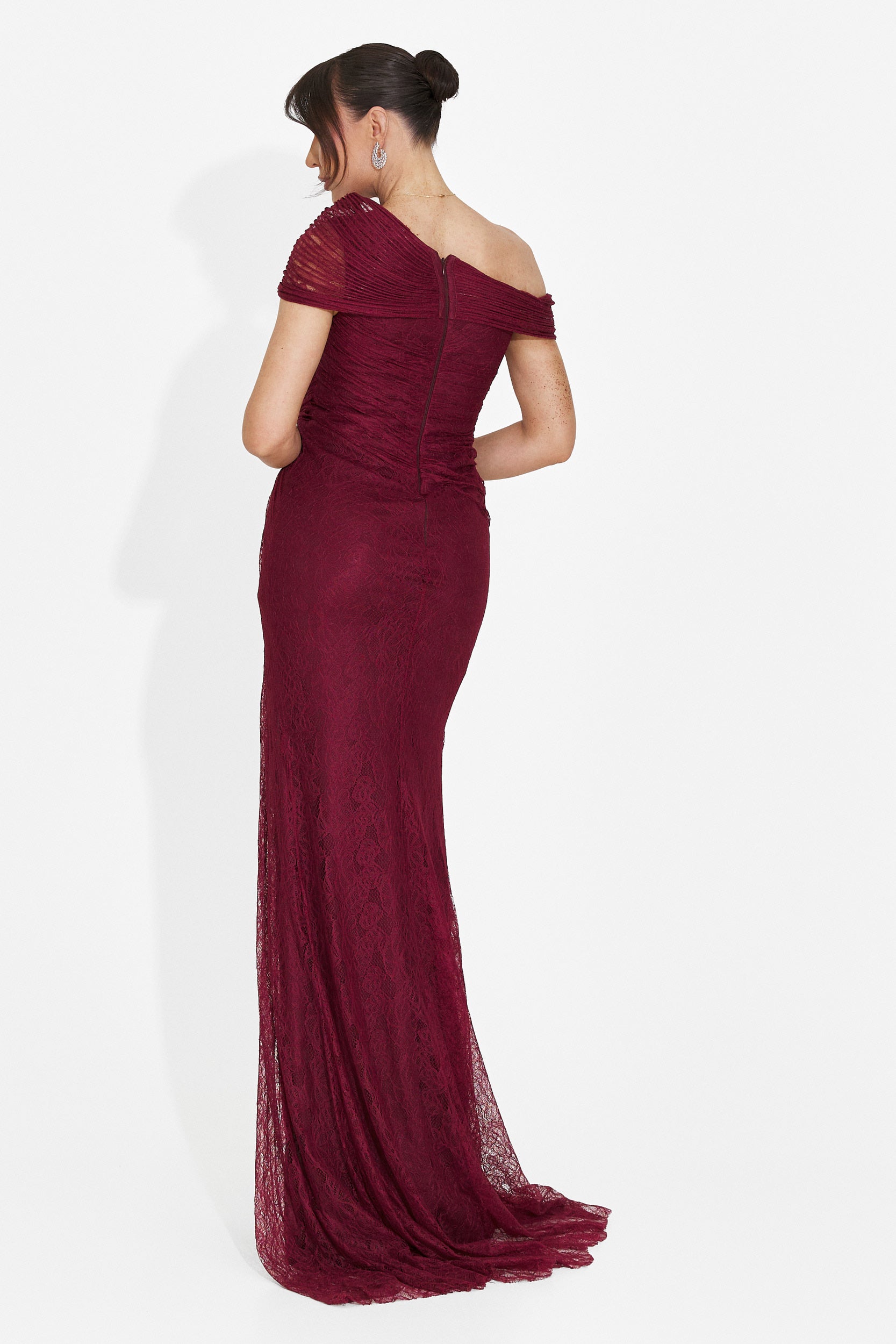 Alaneina dolga bordo obleka za dame