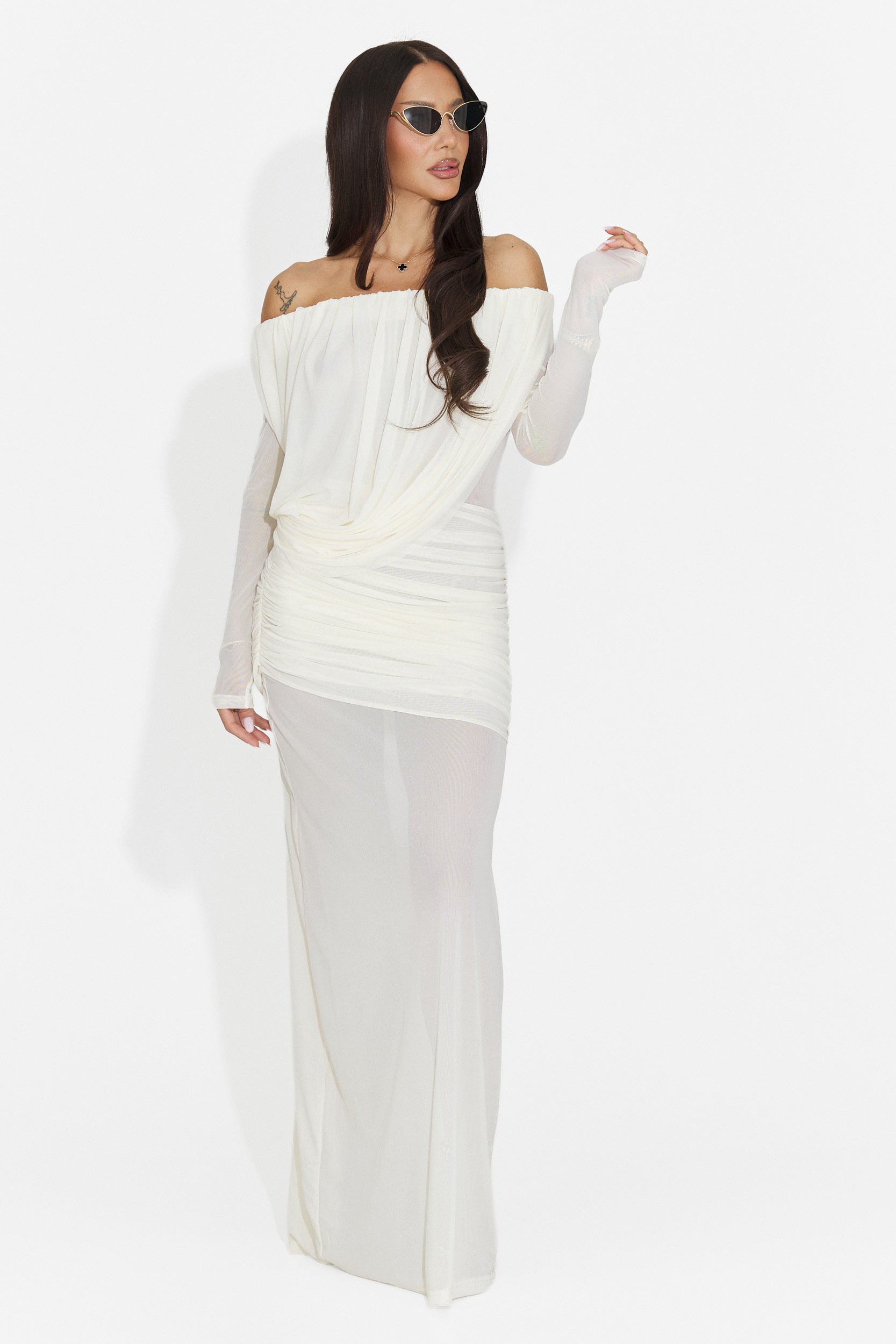 Rochie dama lunga crem Zulya Bogas