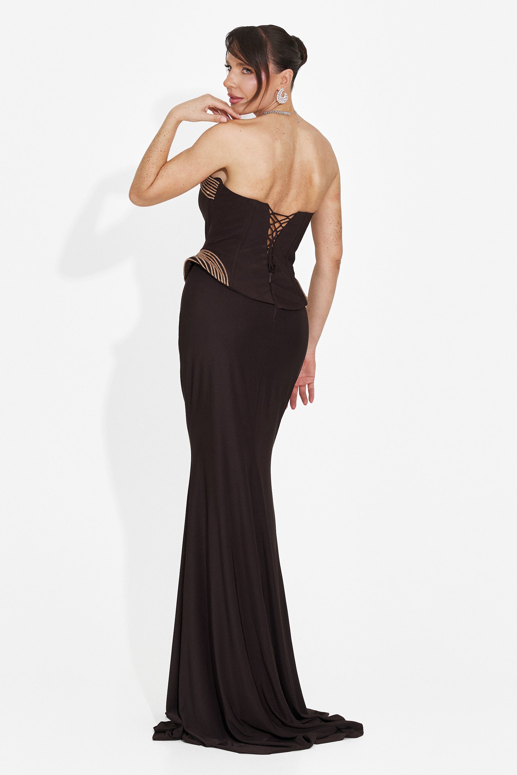 Caylei Bogas Dolga Rjava Obleka za Dame
