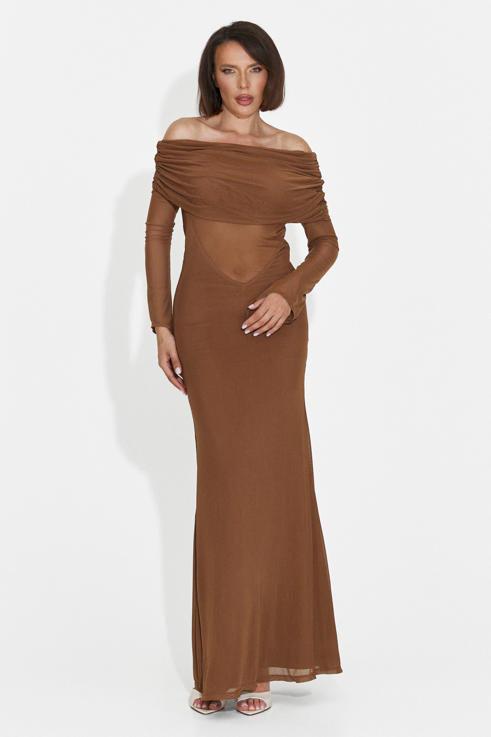 Rochie dama lunga maro Laura Bogas