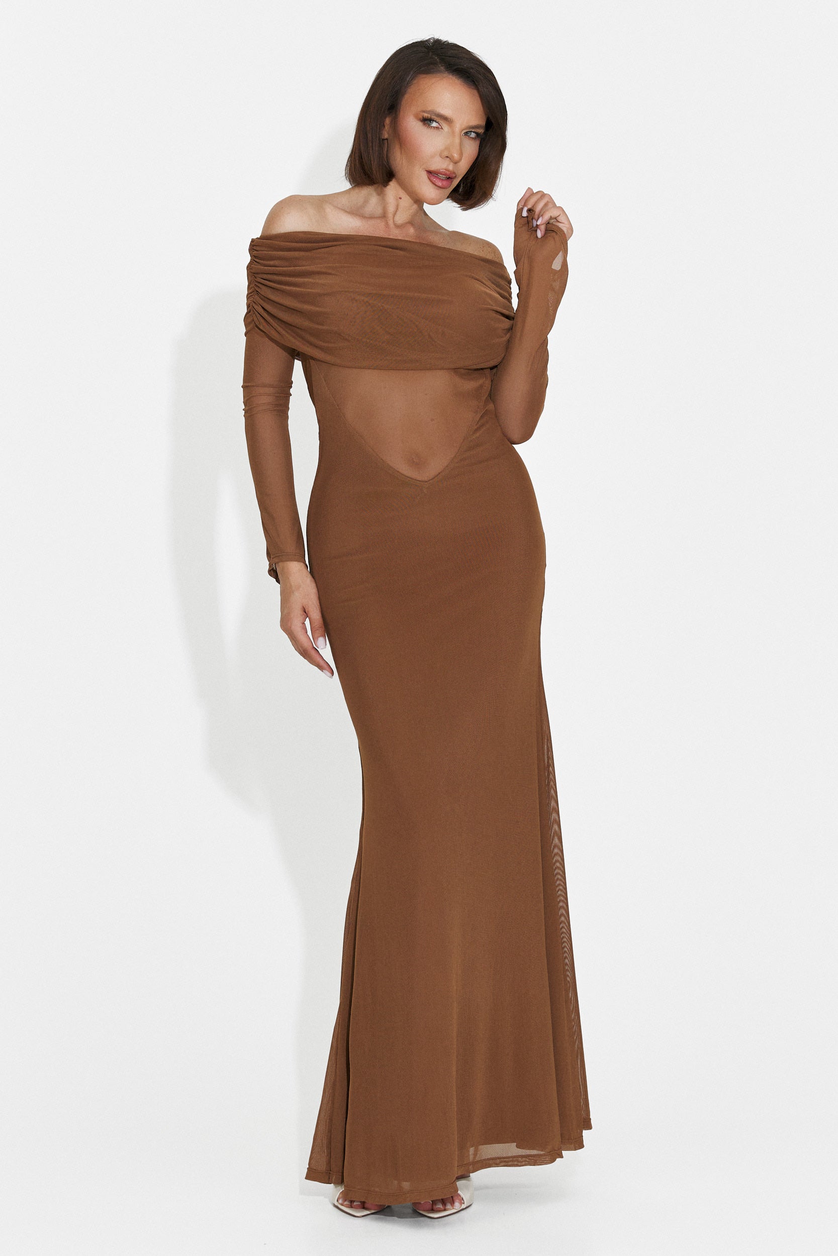 Rochie dama lunga maro Laura Bogas