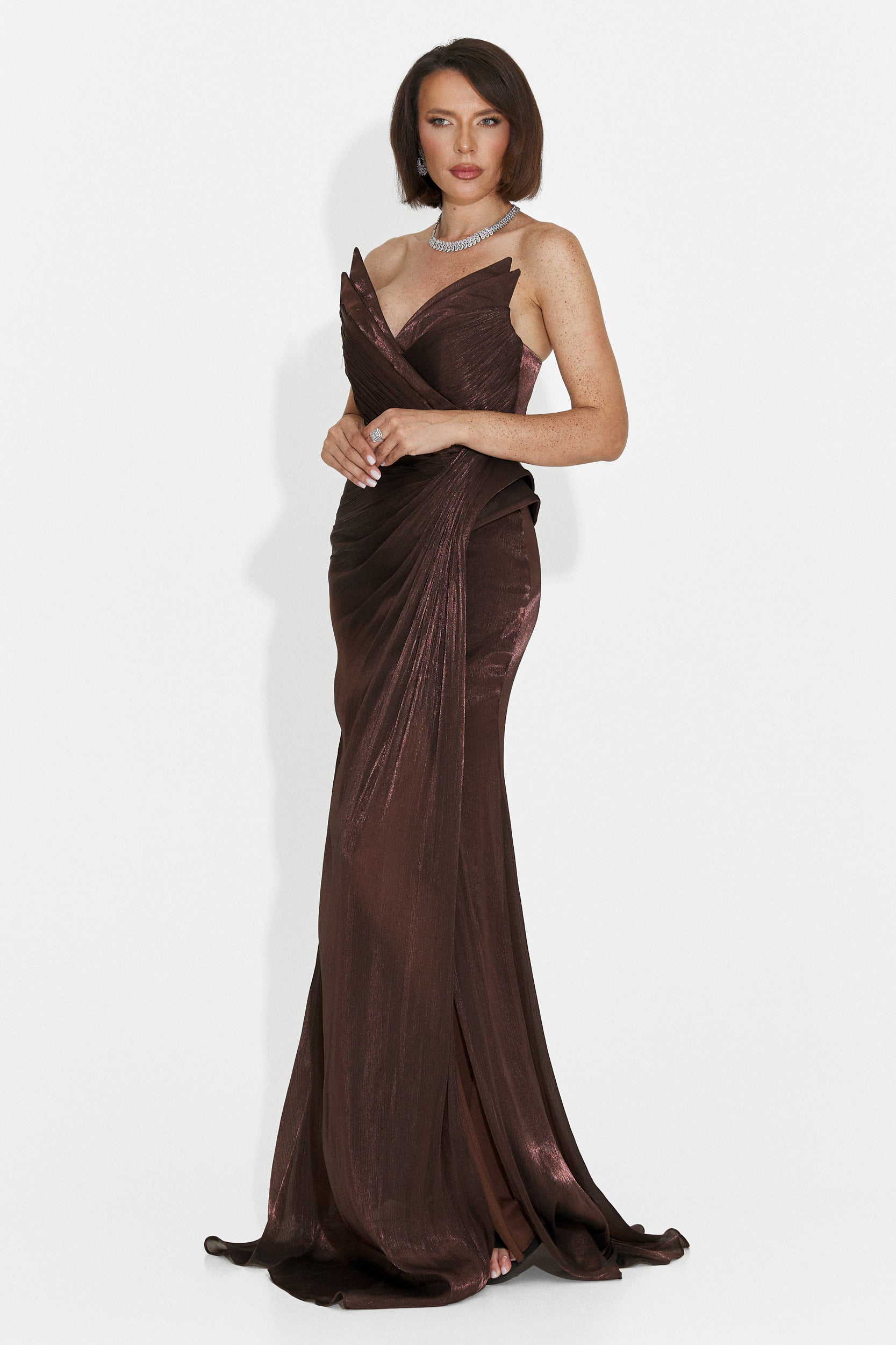 Rochie dama lunga maro Tilda Bogas