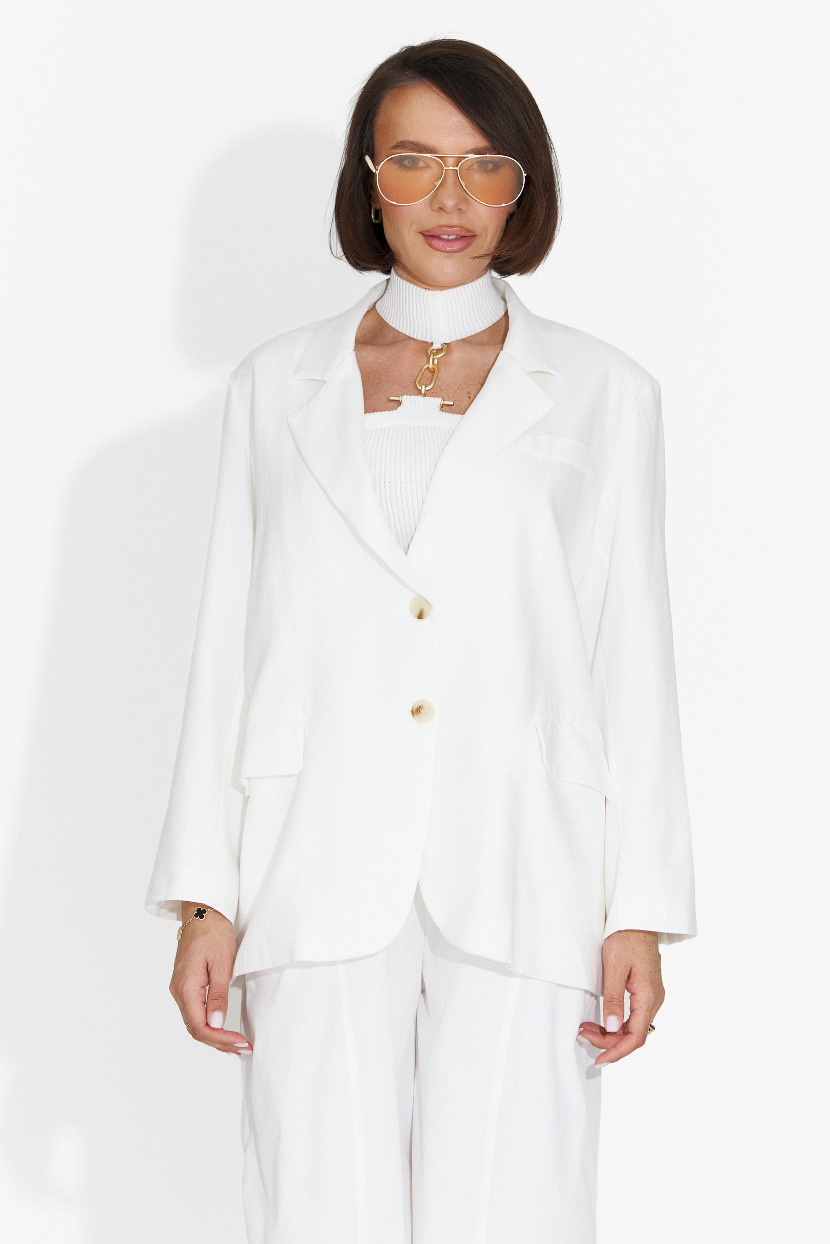 Beli ženski blazer Foxglove Bogas za prosti čas