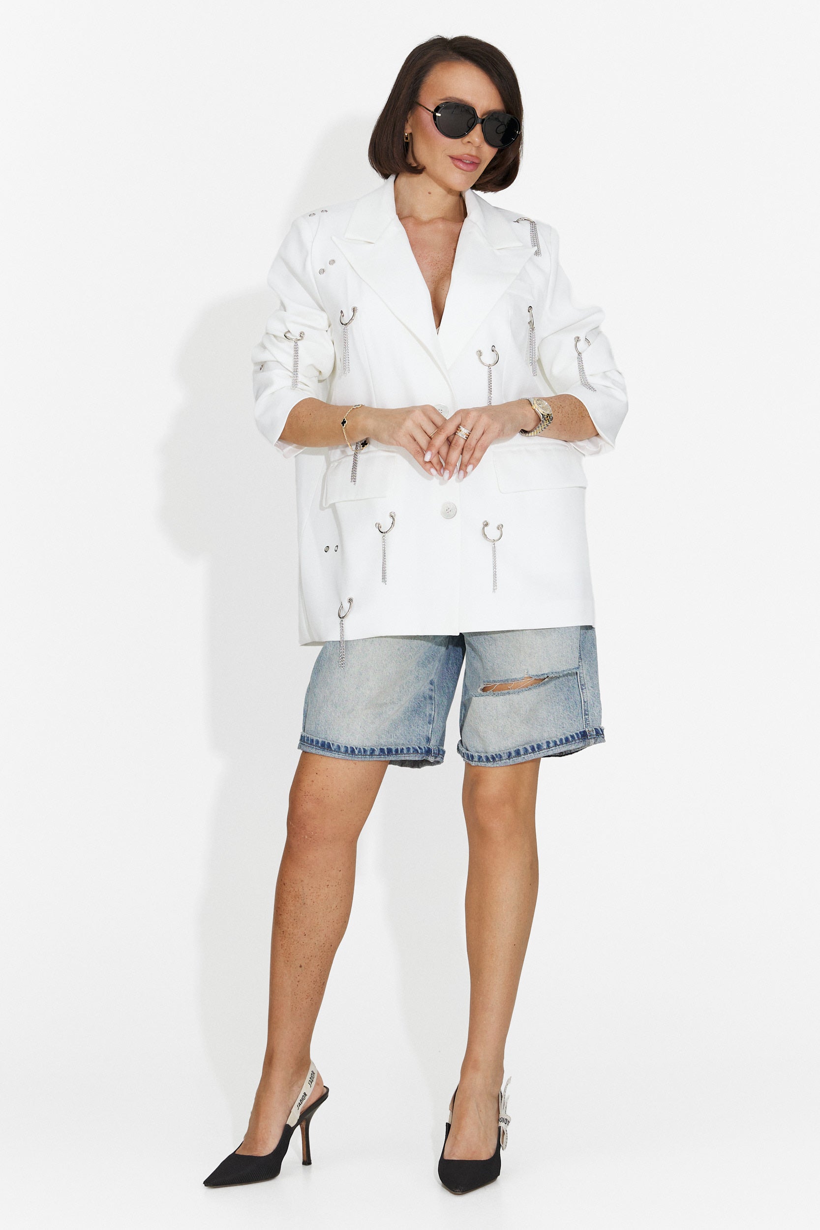 Eleganten bel ženski blazer