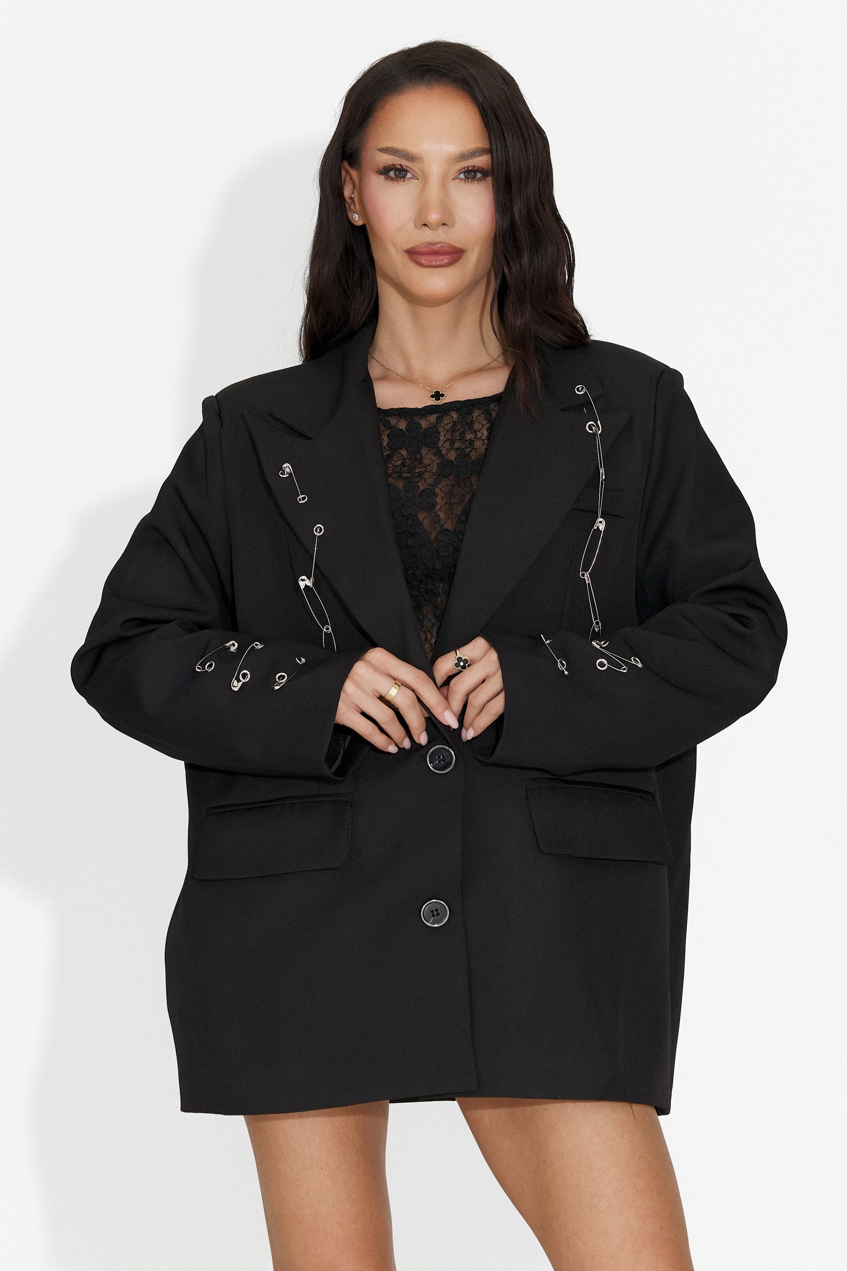 Esinty Bogas Eleganten Črn Ženski Blazer